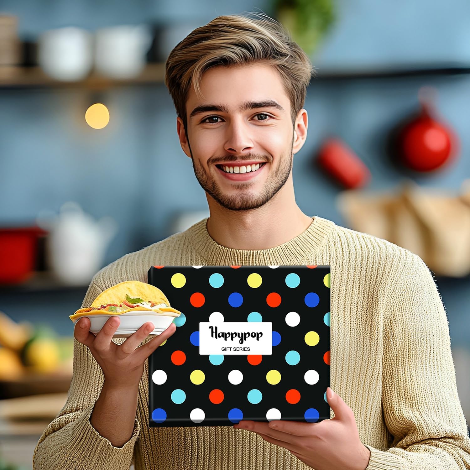 HAPPYPOP Funny Socks for Men - Donut Burger Gifts, Pickle Taco Socks for Teen Boys - Image 2