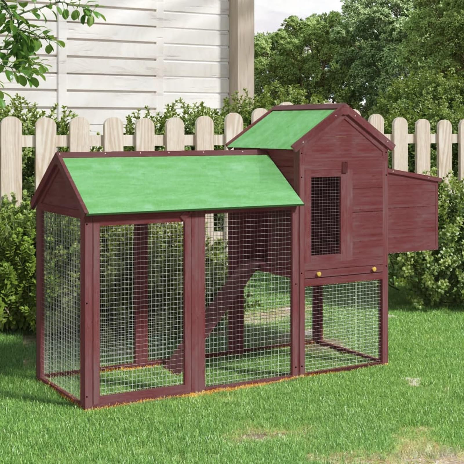 ZEYUAN Pollaio Moka 193x65x117 cm in Legno Massello di Pino,Pollai e Gabbie,Pollaio,Pollaio per Galline da Esterno