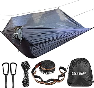 Camping Hammock with Mosquito Net Ultralight Foldable Double Hammock with 28 Loop Tree Straps 118"x 79" Capacity 660LBS for Outdoor Travel Indoor Hiking Backpacking