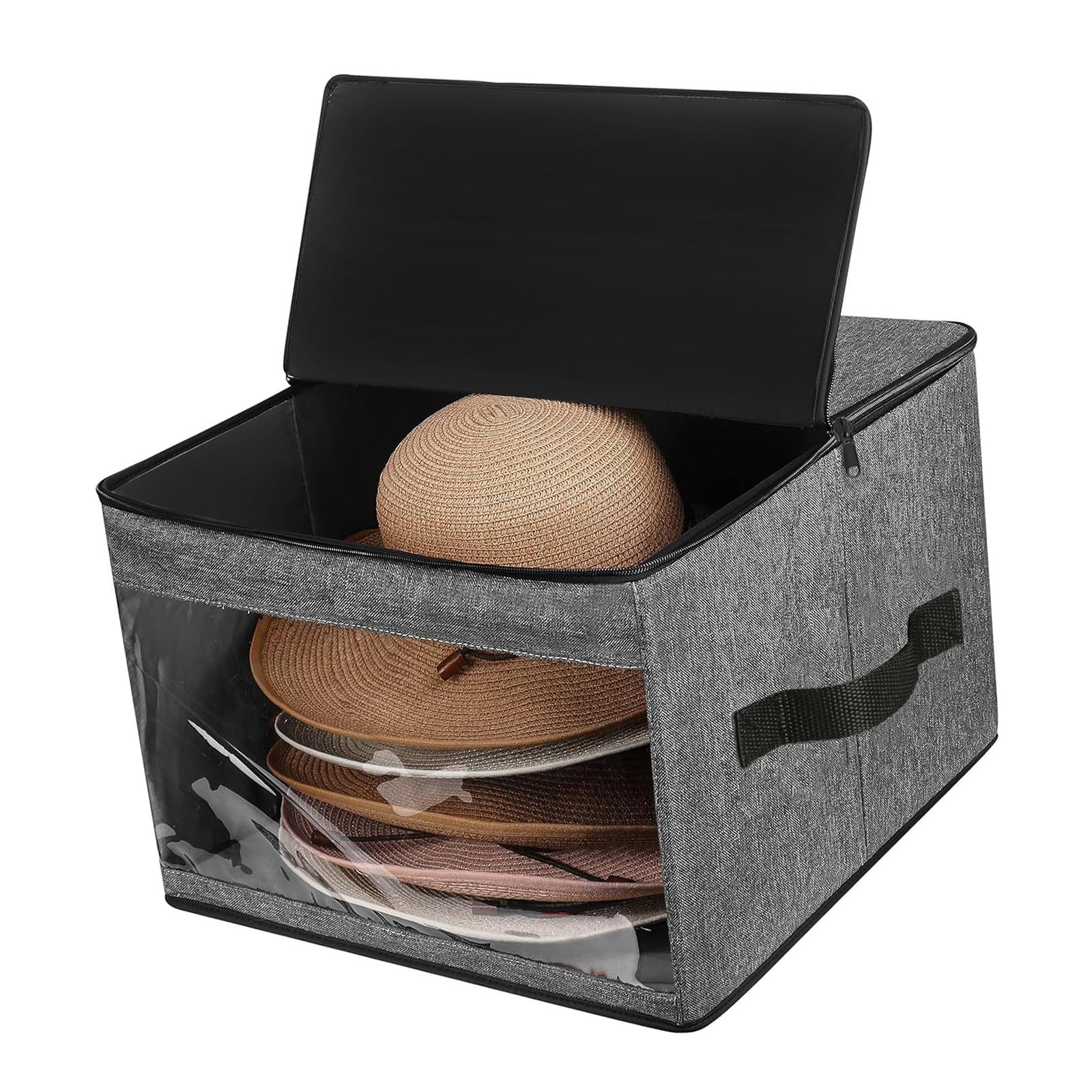 Whoasyst Space Saving Foldable Hat Keeper Box with Secure Top and Breathable Substance Protects Hats Against and Damage Hat Display Box