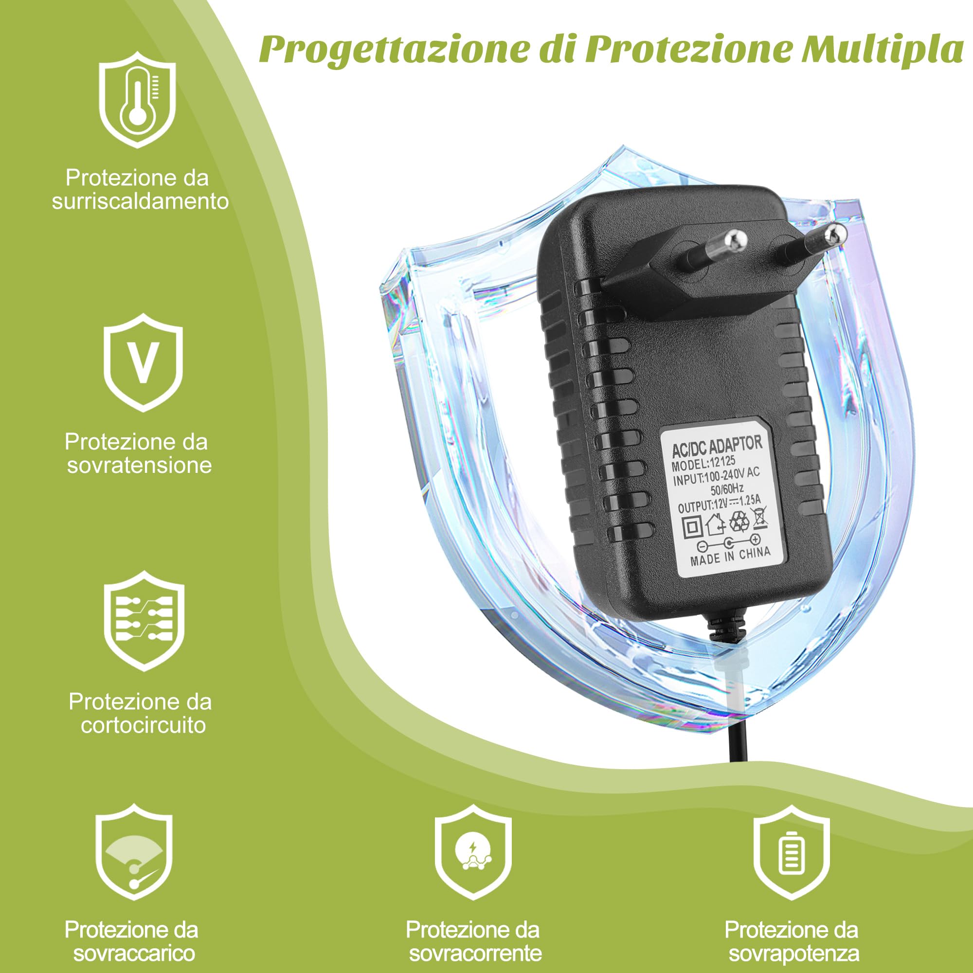 Xahpower 15W Caricatore per Echo Dot (3a/4a generazione), 12V Cavo Alimentatore Compatibile con Echo Show 5 (1a/2a generazione), Echo Dot (3a/4a generazione) con Orologio, Echo Spot e Fire TV Cube