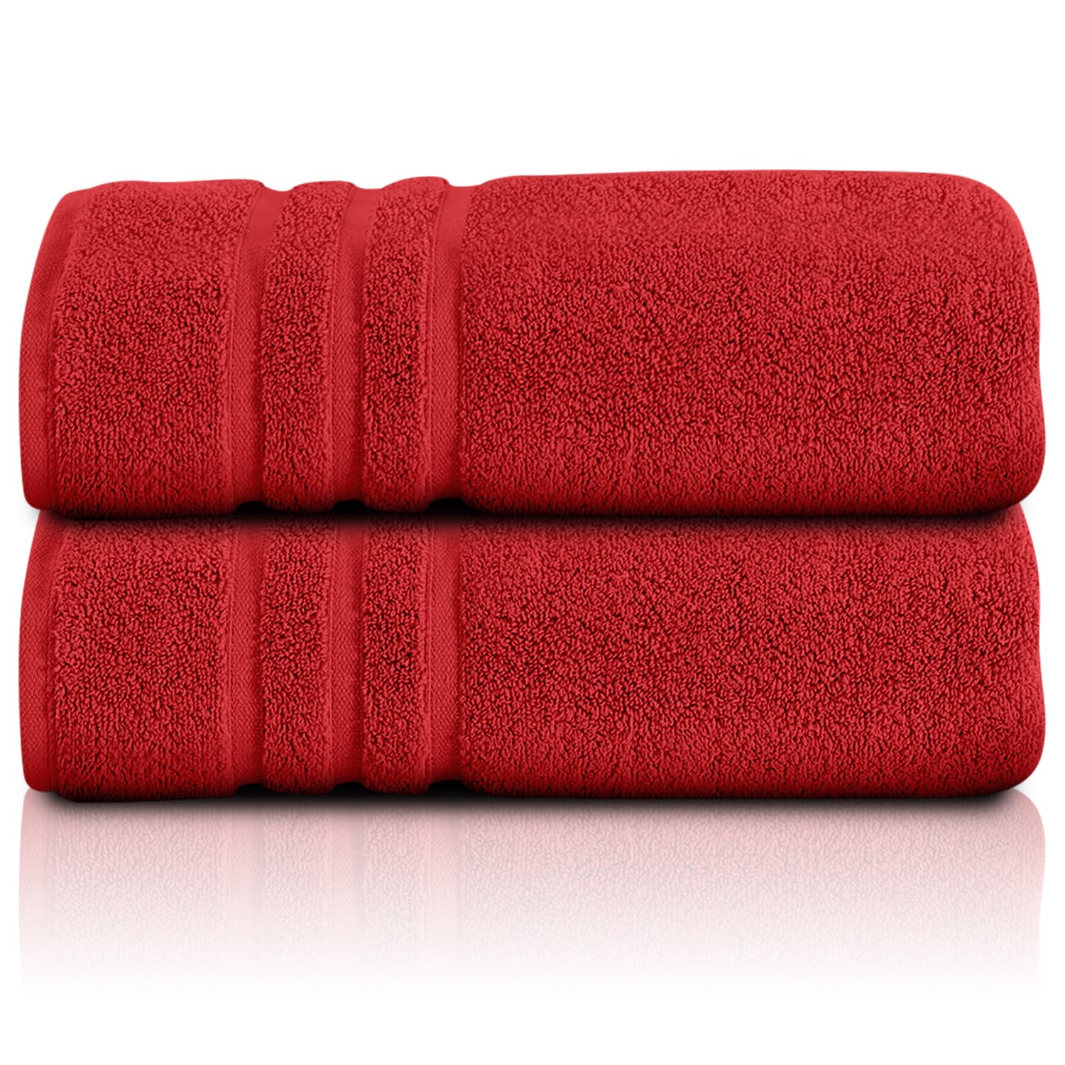 Gc Gaveno Cavailia Red Large Bath Sheet (100X180 Cm) - 100% Egyptian Cotton Extra Large Towels Jumbo Bath Sheet - 2 Pack Highly Absorbent Towel Set - Hotel Quality Big Towels,