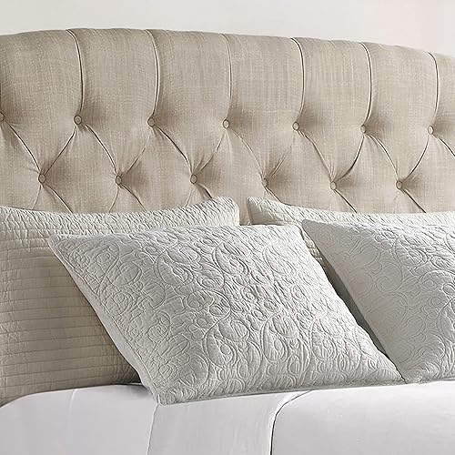 Miniatura 31 de Rosevera Marcelle - Marco de cama con respaldo de alas con cabecera ajustable de diseño distintivo, tapizado con botones para dormitorio, soporte de