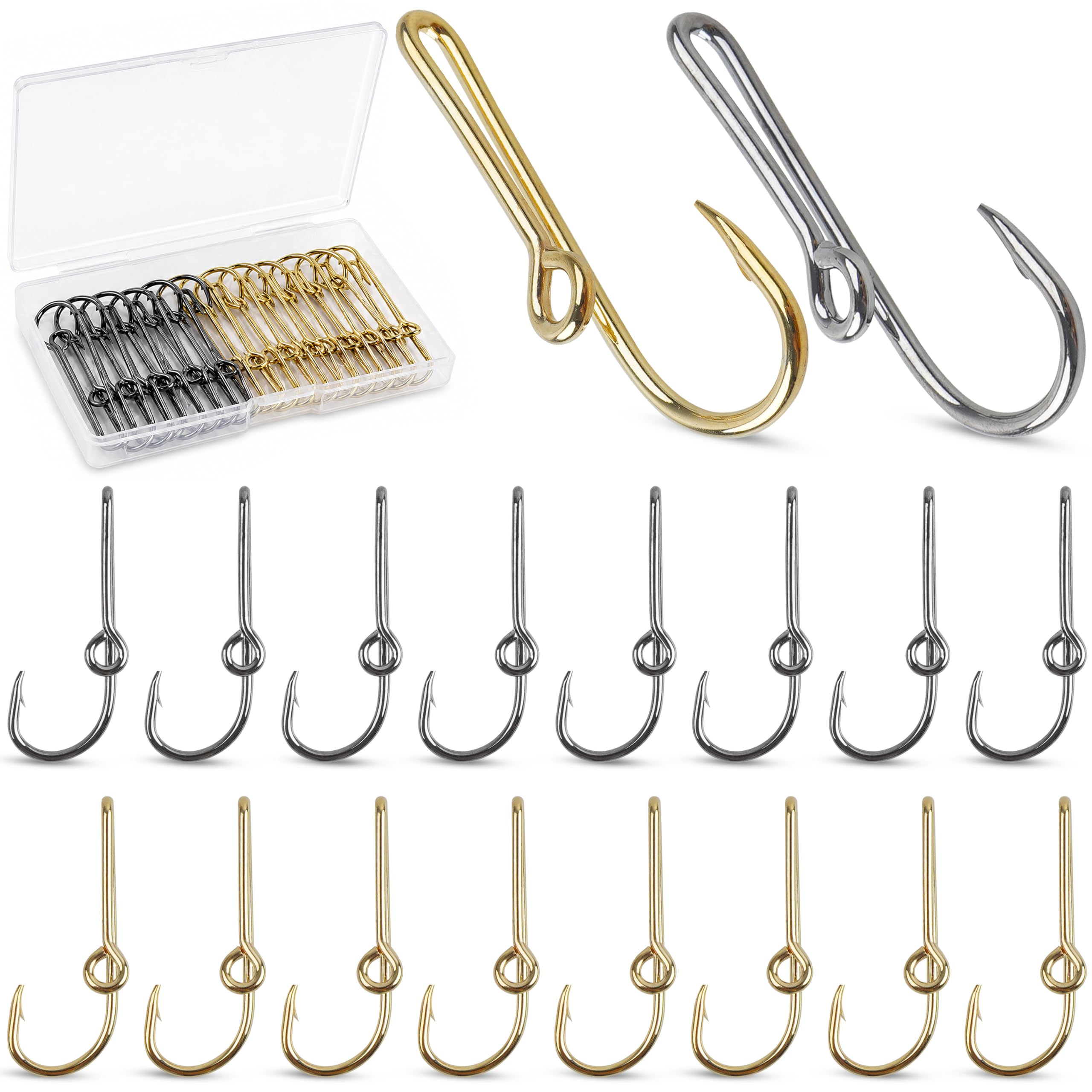 Fishing Hook Hat Pins Clips, 16pcs Fish Hook Hat Clips Gold Black Tie Clip Clasp Hat Fishing Hooks with Baseball Decoration for Outdoor : Sports & Outdoors
