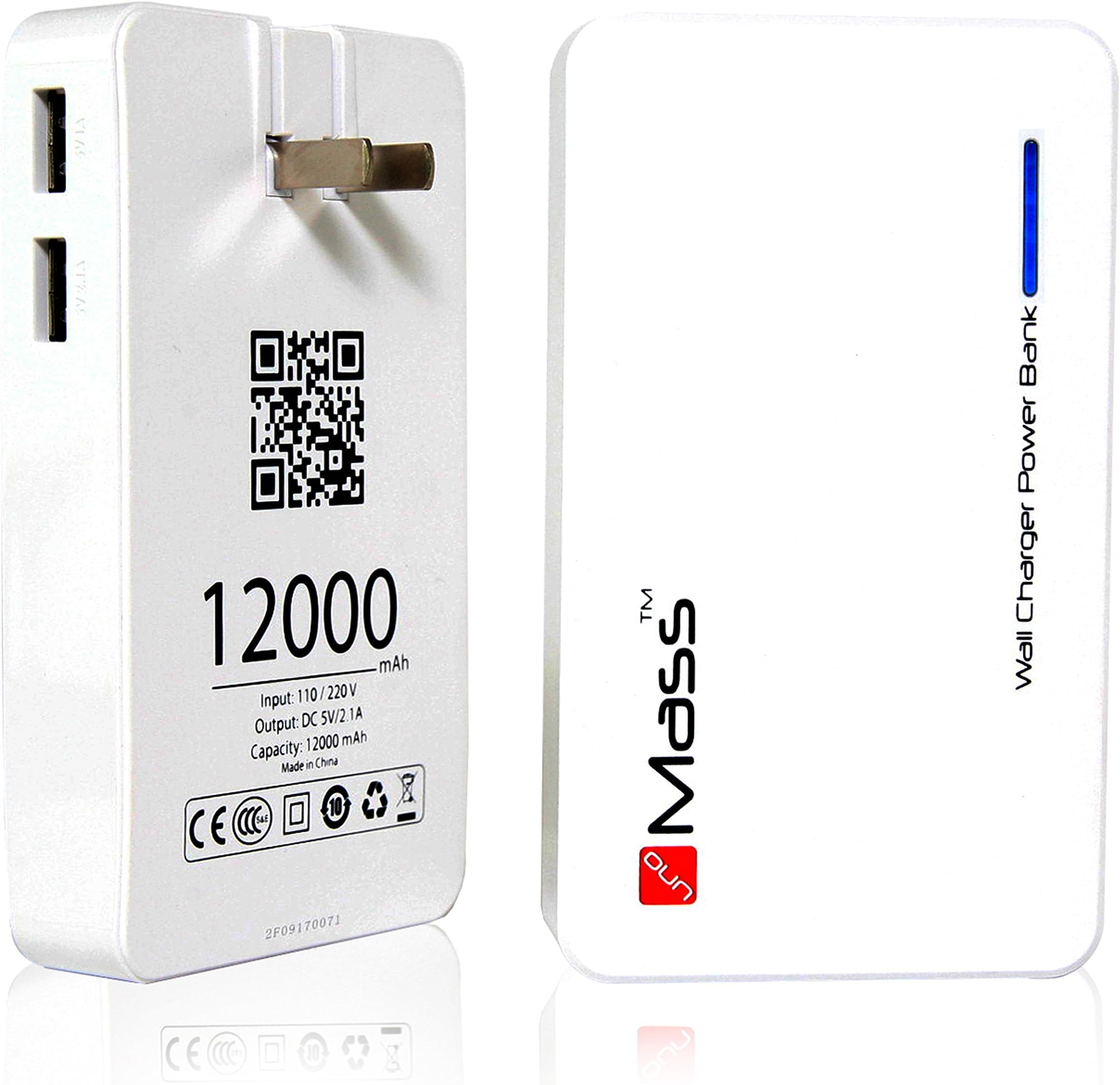 Dual USB External Battery Pack Wall Charger Power Bank 12000 mAh Backup Charger for iPhone 6S / 6 Plus, iPad Air 2 / Mini 3, Galaxy S6 / S6 Edge, Galaxy Note 5, Nexus 9 and Tablets