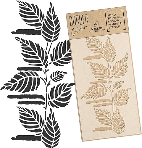 Miniatura 6 de NAKLEO - Plantilla de pared de plástico reutilizable con bordes, 8.3 x 17.7in, 8 x 17 pulgadas, diseño de rayas de uvas, plantilla de arte para