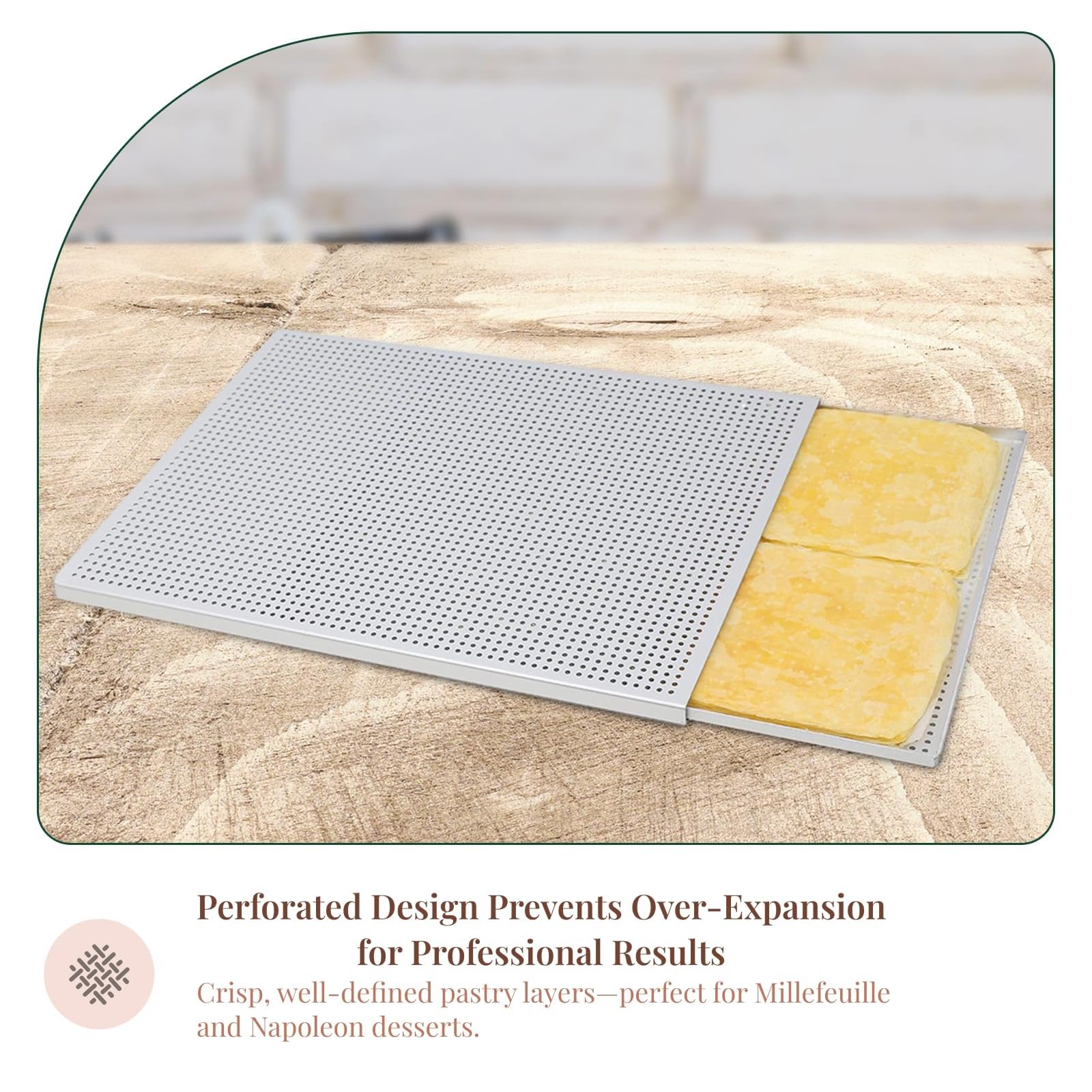 Perforiertes Backblech für Blätterteig, rechteckiges Backblech mit Silikon-Pad, Mehrzweck-Backform aus Aluminiumlegierung für Brot, Desserts und Bäckerei