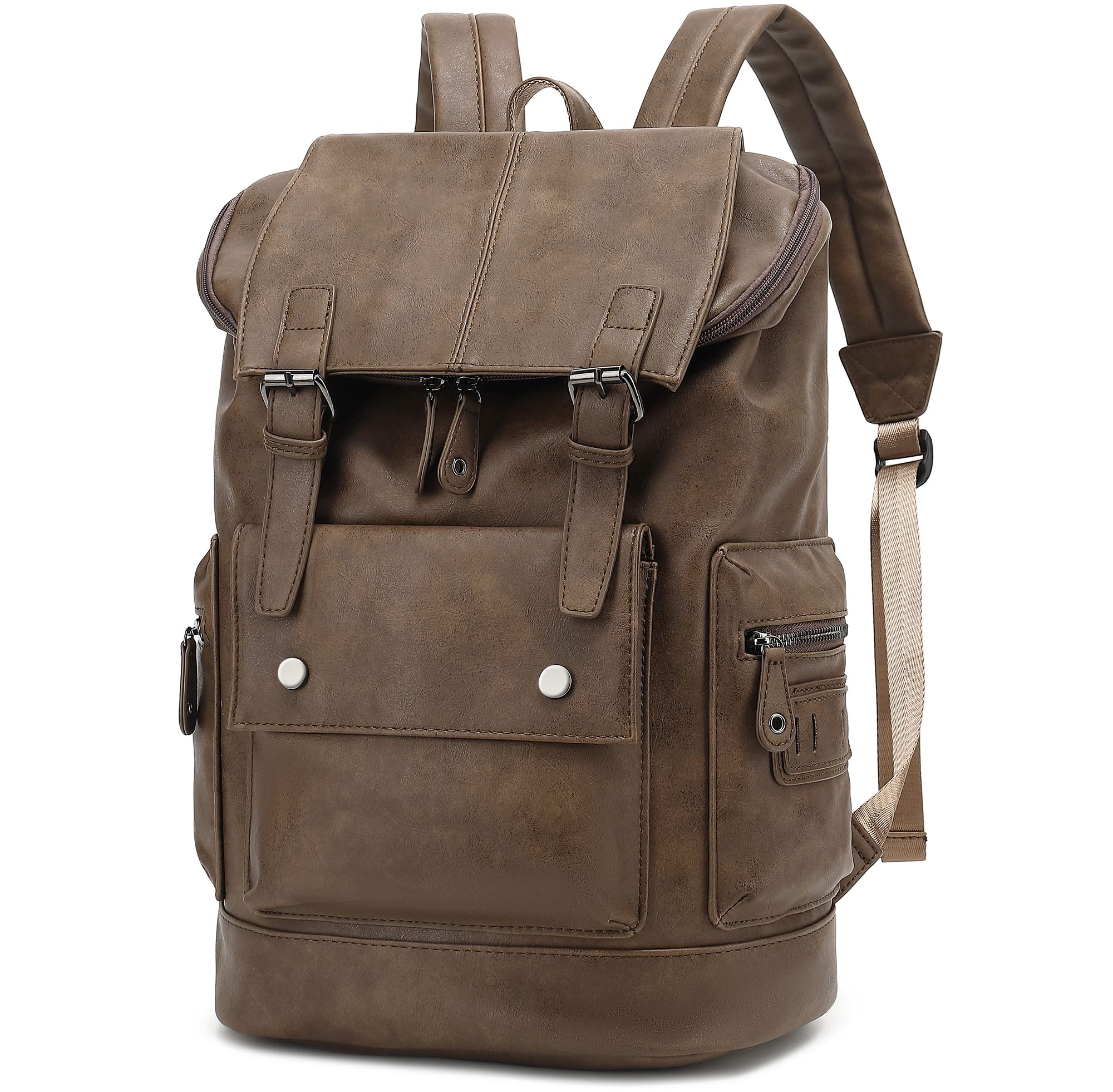 HuaChen Casual Leather Backpack: Versatile Leather Backpack for Men and Women, Ideal for Travel and Laptop, Best for Travel and Laptop Carrying, Soft