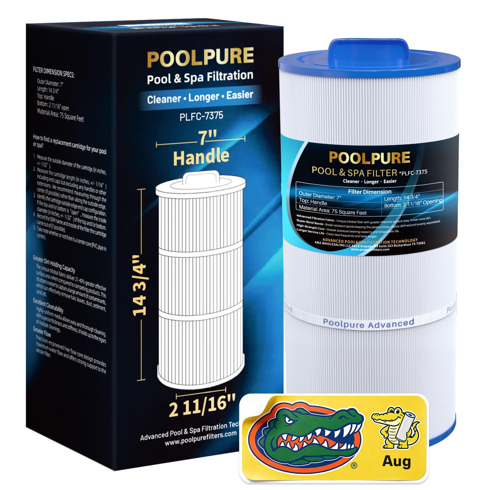 POOLPURE Filtre Spa C-7375 remplace PCD75N, Unicel C-7375, Filbur FC-3964