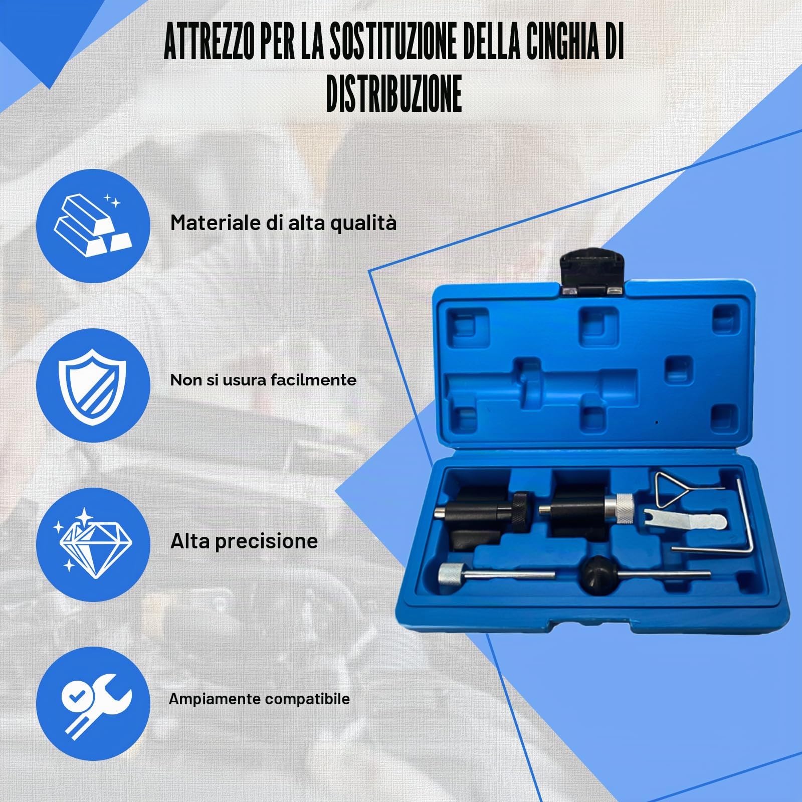 Kit Messa in Fase Motore Strumento Regolazione di Bloccaggio Dell'albero a Cameo Compatibile con VAG 1.4L 1.6L 1.9L 2.0L SDI TDI Diesel Engine A1 A3 A4 A6 Q3 Q5