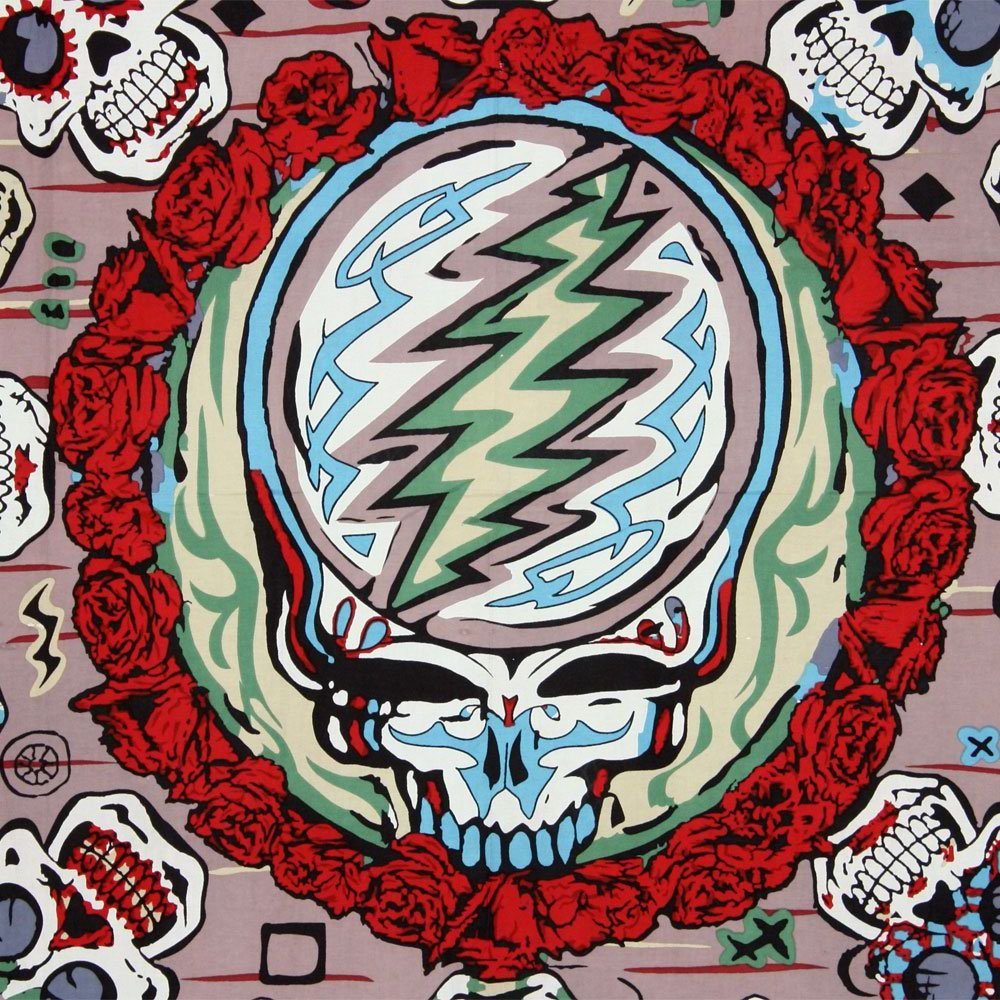 Sunshine Joy Grateful Dead 3D Mexicali Sugar Skulls Tapestry Tablecloth Wall Art Beach Sheet Huge 60x90 Inches - Amazing 3D Effects