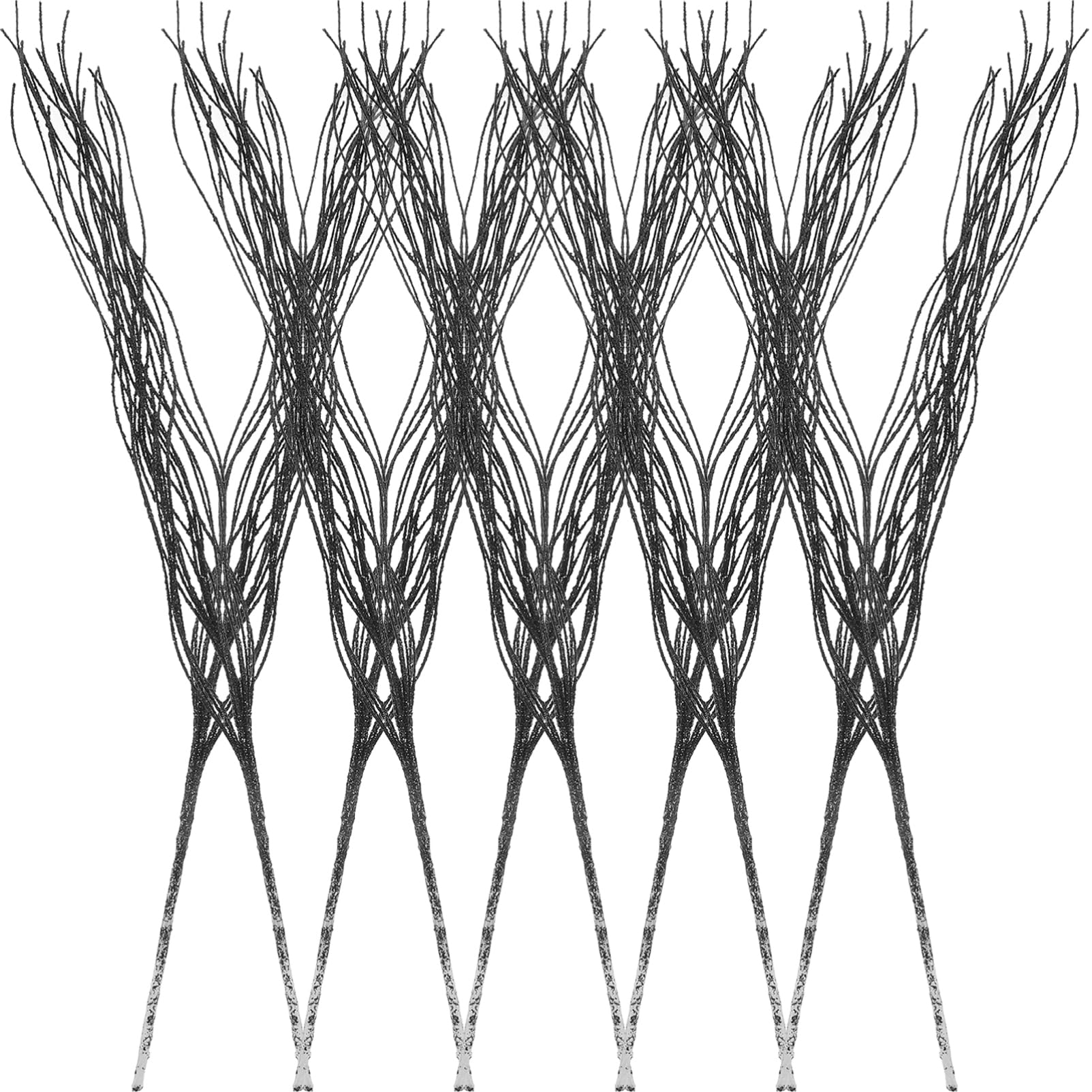 OUNONA 3 Set Oggetti Di Scena Vegetali Simulati Artificiale Natale Rami Scintillanti Steli Finti Per Vaso Plettri Per Alberi Glitterati Plettri Glitterati Nero Pvc 10 Pezzi*3