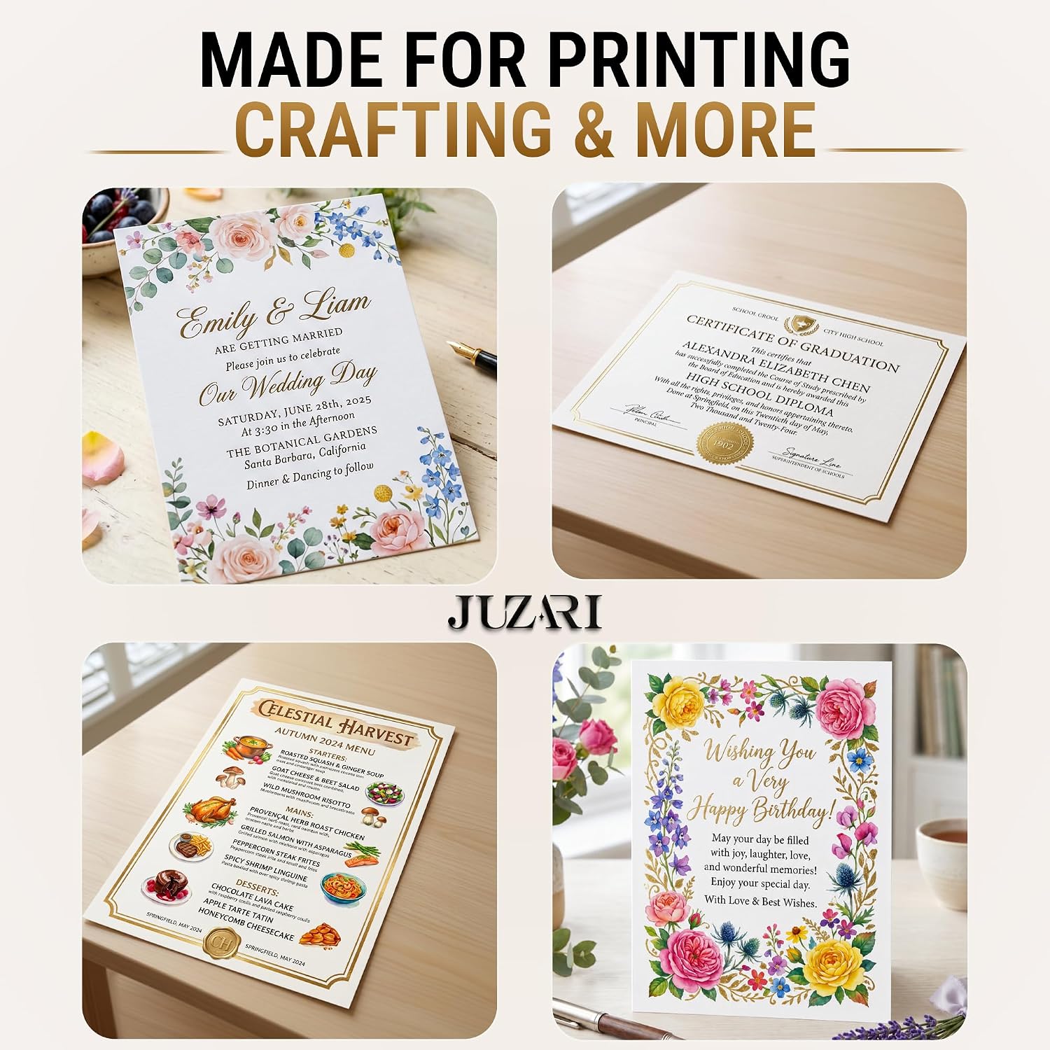 50 Pack White Cardstock 8.5 x 11, 110 lb 300 GSM Card Stock Paper, Letter Size Cardstock for Invitations, Greeting Cards, Card Making, Crafting, Die Cutting and DIY Projects