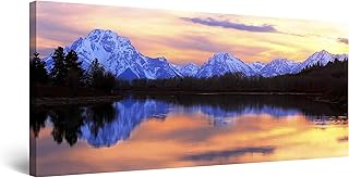 Startonight Quadro su Tela Lo Specchio Delle Montagne, Quadri Moderni Paesaggio Stampe Incorniciato e Pronta da Appendere per Camere da Letto 60 x 120 CM