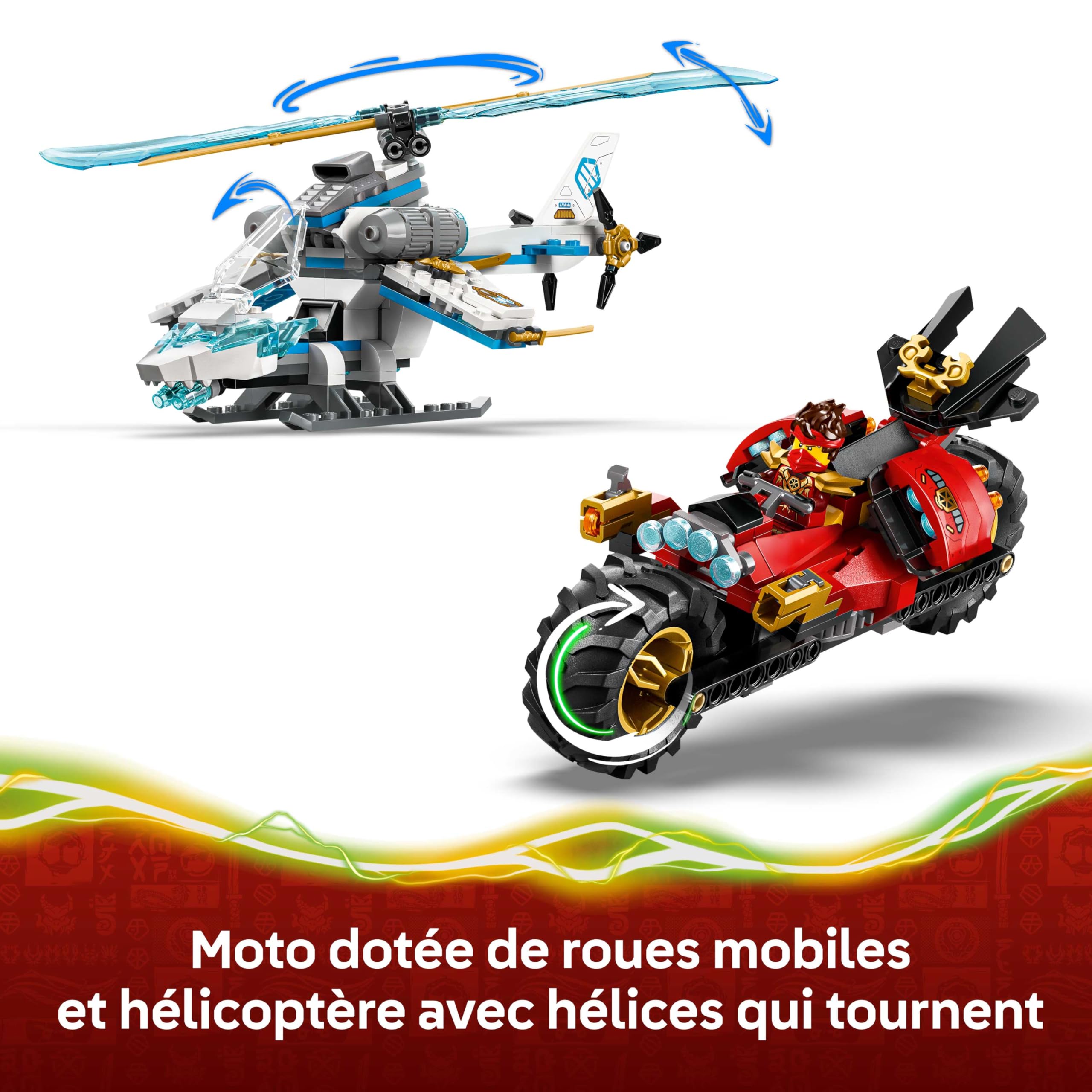 LEGO Ninjago La Cabane et Les Véhicules des Ninjas - Jouet Interactif avec Moto, Hélicoptère, 6 Minifigurines & Sabres - Cadeau pour Garçon dès 7 Ans & Fans 71857