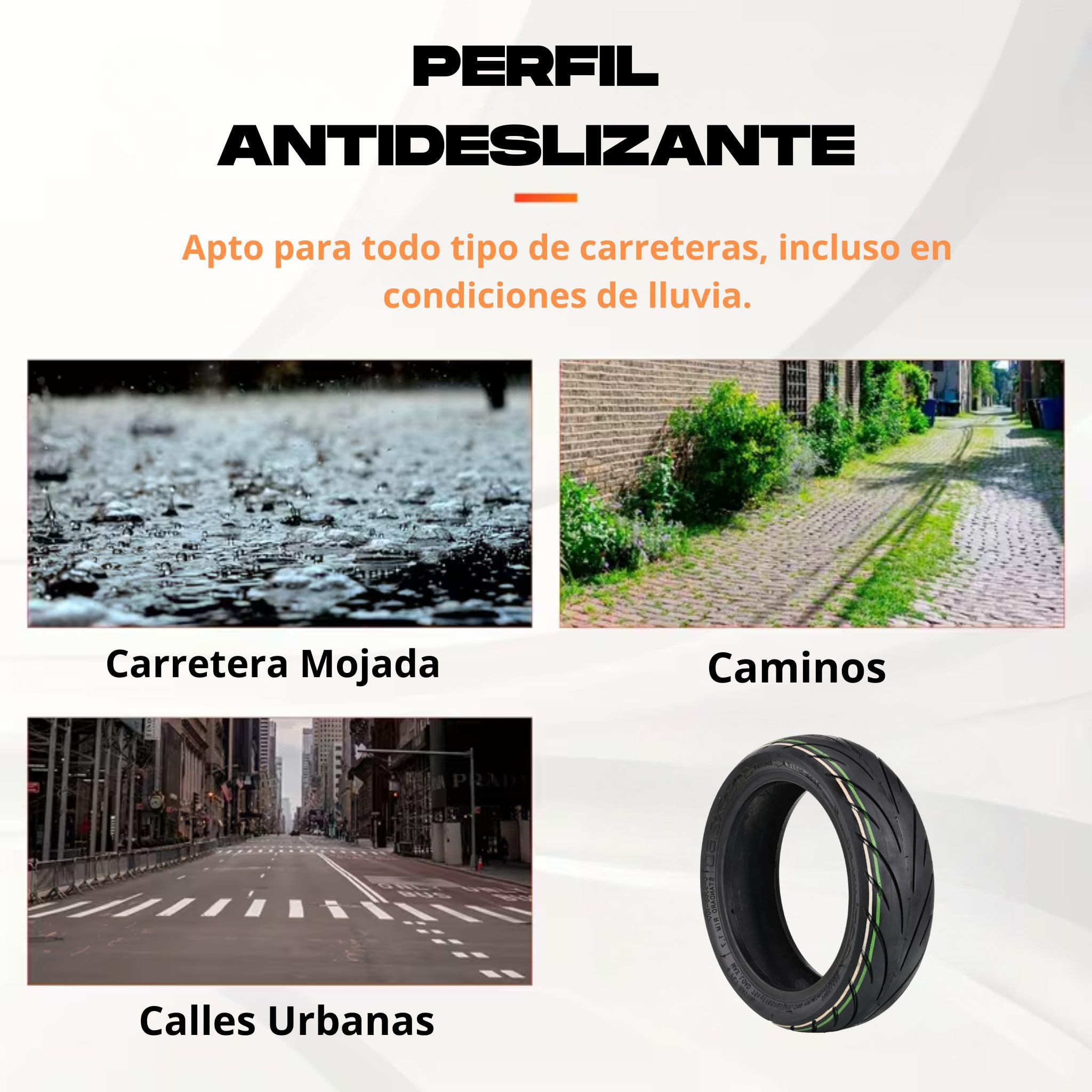 ANSENI Rueda 9.5x2.5, Neumático Tubeless 9 Pulgadas para Patinete NIU KQi3/KQi3 Pro/KQi3 MAX/KQi3 Sport, Ruedas de Repuesto (1 Rueda) — view 3
