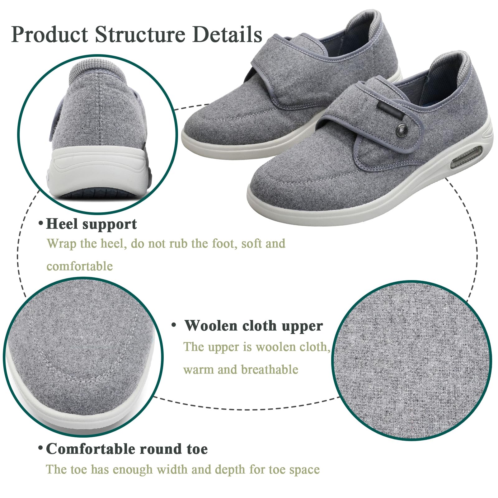 Zapatillas Ancho para Diabéticos Transpirable Mujer Hombres