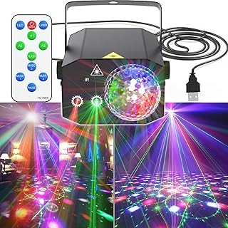 Disco Lights, Party Light +Disco Ball 2 in 1 Party Lights Sound Actived DJ Lights with Remote Control for Disco Dancing Festival KTV Bar Club Birthday Party
