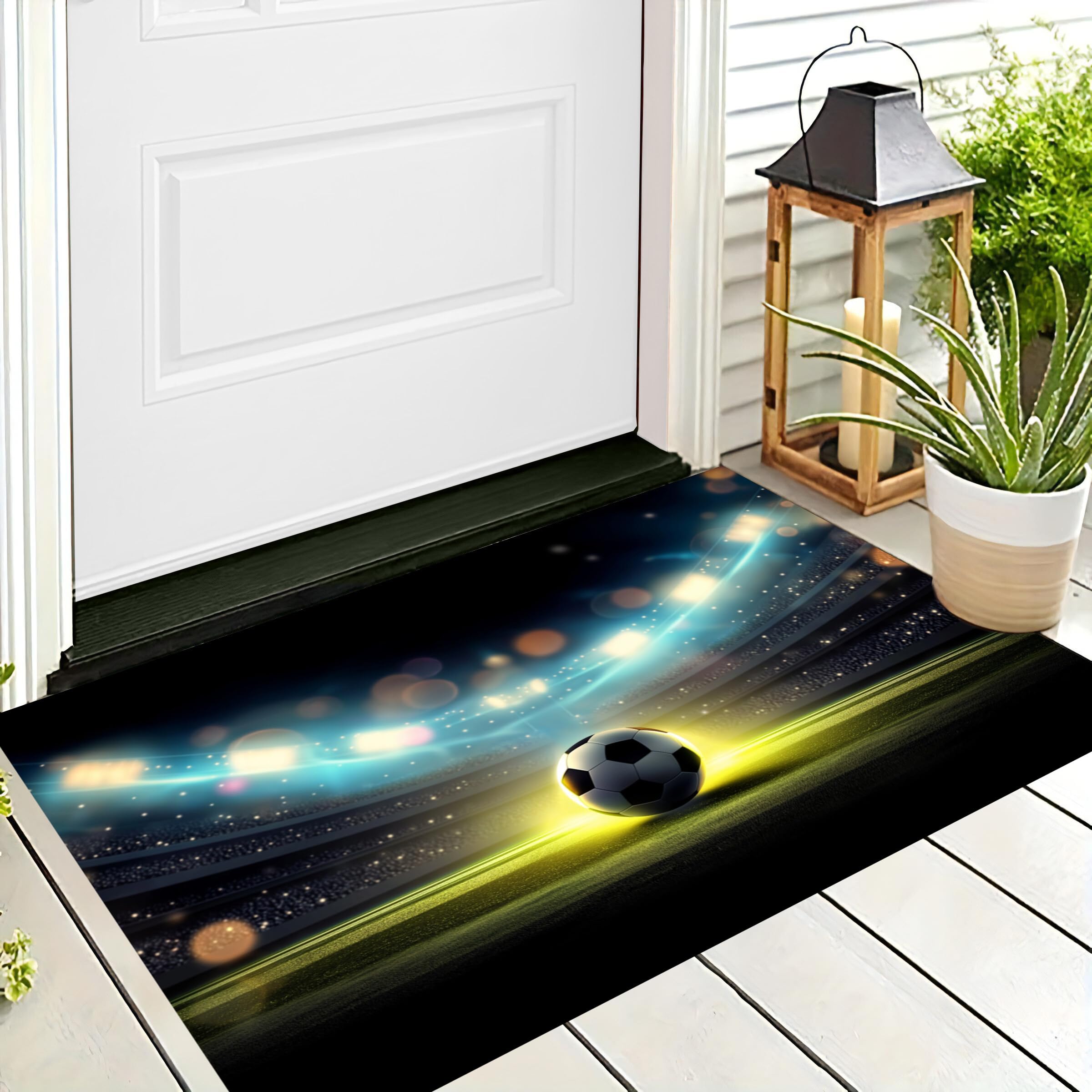 Tapis de bienvenue football paillasson d'entrée imperméable 50x80