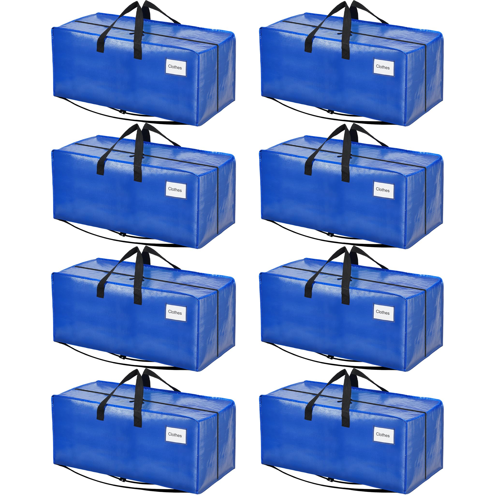 BAGAIL Heavy Duty Moving Bags with Strong Handle, Extra Large Moving Boxes, Storage Tote for Clothes, College Moving Supplies(Light Blue, 8 Pack)