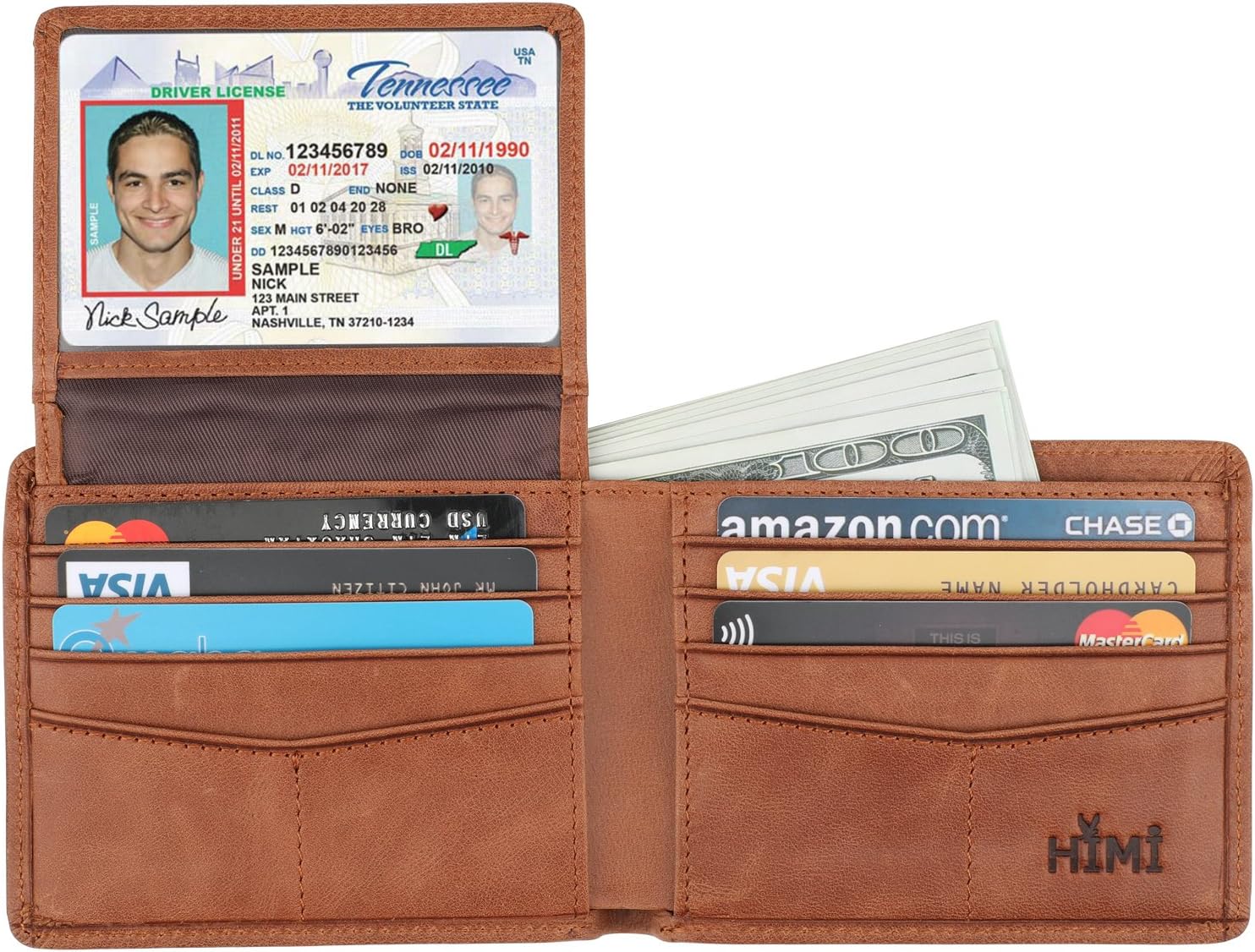 Wallet for Men-Genuine Leather RFID Blocking Bifold Stylish Wallet With 2 ID Window - Image 4