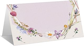 Place Cards for Floral Party, Editable Name Place Cards, Seating Place Cards for Tables, Tent Style Cards for Wedding, Valentine's Day, Bride & Baby Shower, Easy Folding, Pack of 25 Escort Cards(B10)