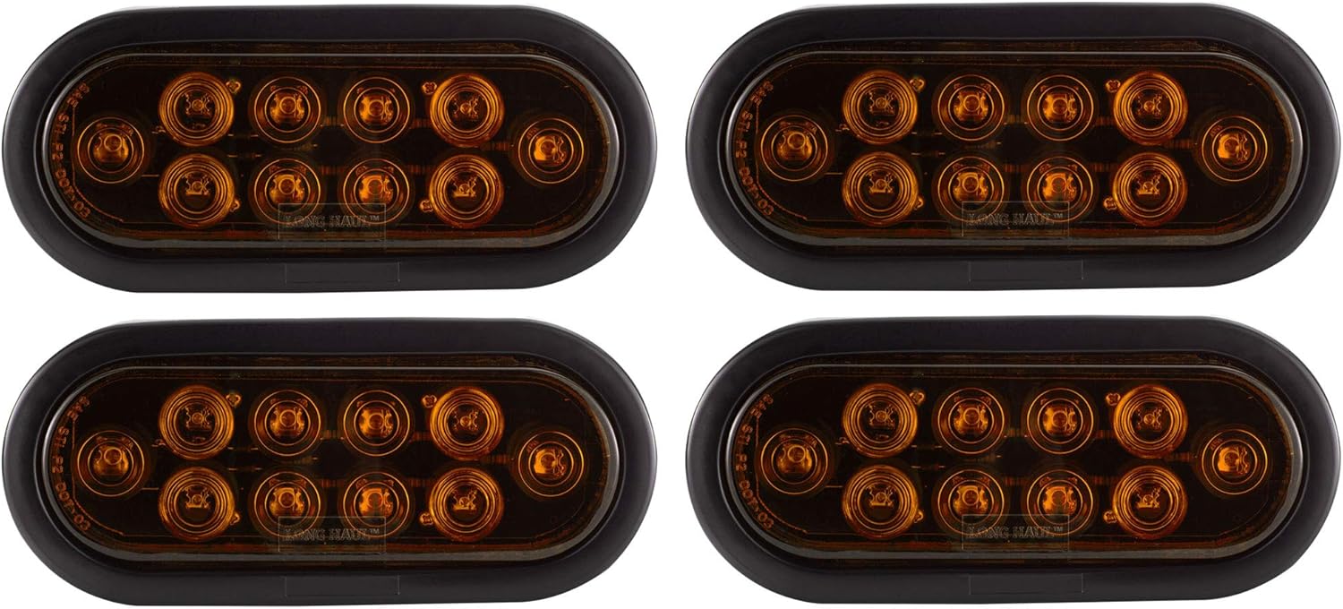 RecPro LONG HAUL Trailer Truck Amber 6" Oval LED Sealed Stop Turn Tail Lights (4 Pack)