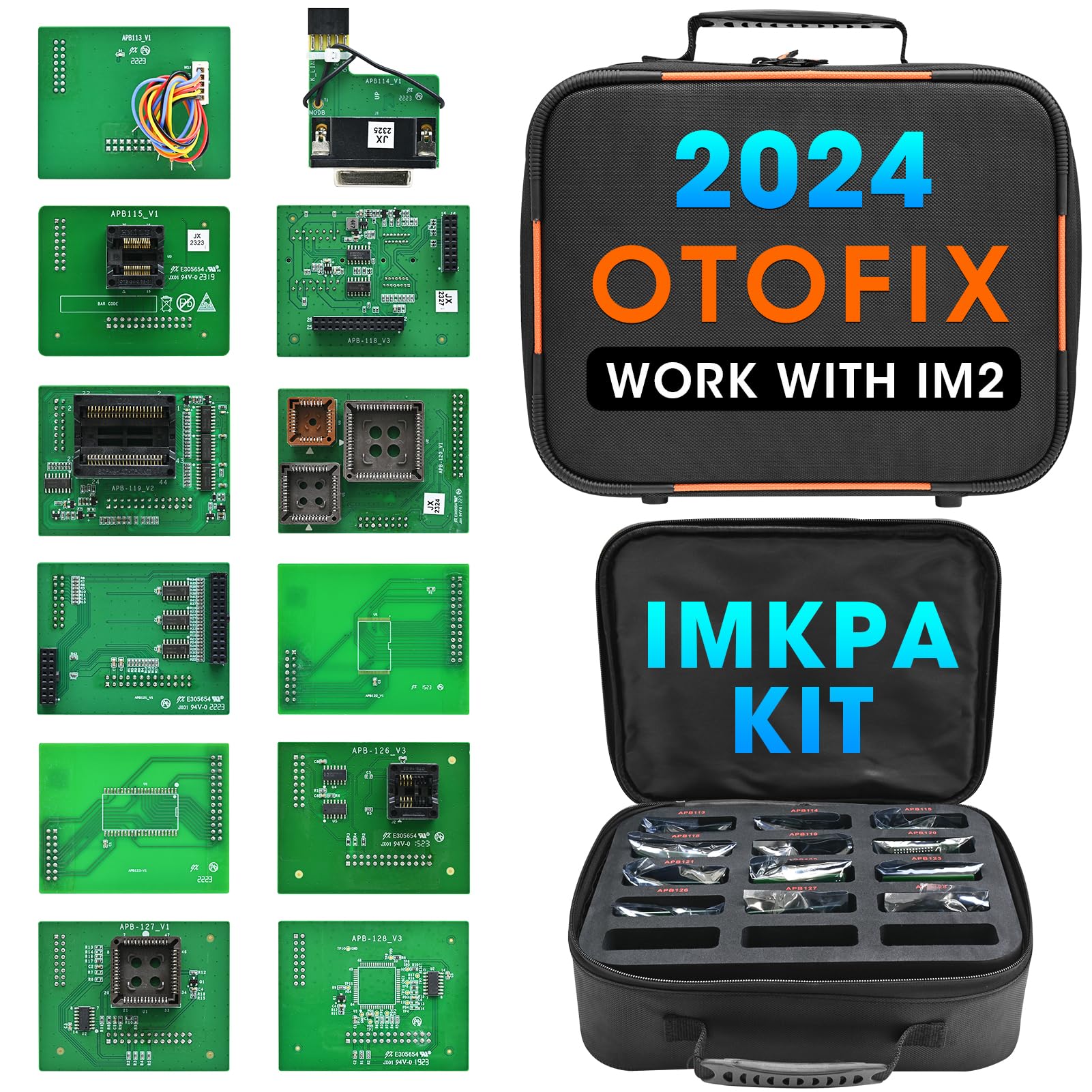 OTOFIXIMKPA IMMO & Key Fob Programming Adapter Kit, 12 Adapters for Benz, BMW, Audi, VW, Compatible with XP1 Pro Key Programmer Tool, Work with IM2 Key Fob Programming Tool, IM1 Key Programmer