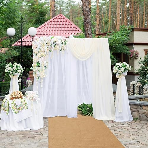 Miniatura 4 de Tudomro Camino de arpillera natural extra largo de 40 pulgadas x 30 pies para pasillo de boda de yute al aire libre para ceremonia de boda, alfombra