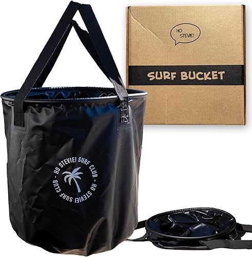 Ho Stevie! Cubo de surf  Mantiene el coche seco y limpio  Cubo plegable de 50 litros con asas de fácil transporte  Para trajes de neopreno húmedos y