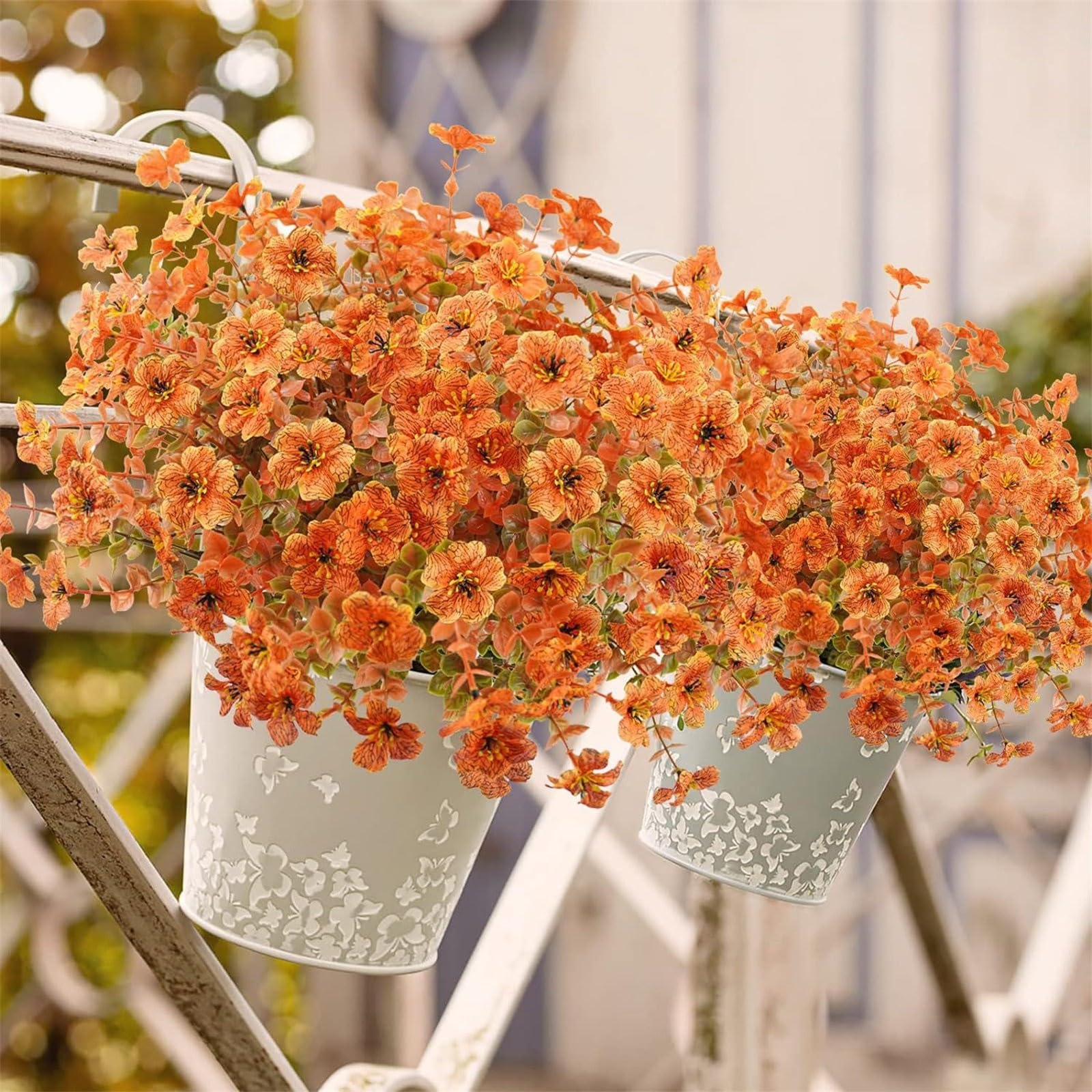 6 Fiori Artificiali Autunnali Per Interni/esterni: Resistenti Ai UV Colori Arancione E Rosso 546379