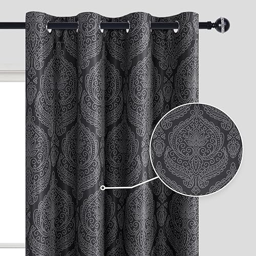 Miniatura 9 de DWCN Cortinas opacas con degradado para oscurecer la habitación de dormitorio, 42 x 84 pulgadas de largo, cortinas lujosas con patrón de damasco con
