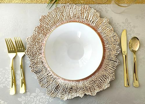 Vista 26 de Occasions" - 10 cargadores redondos de plástico acrílico de 13 pulgadas, para decoración de cenas (coral en plata) Coral en Plata,Coral