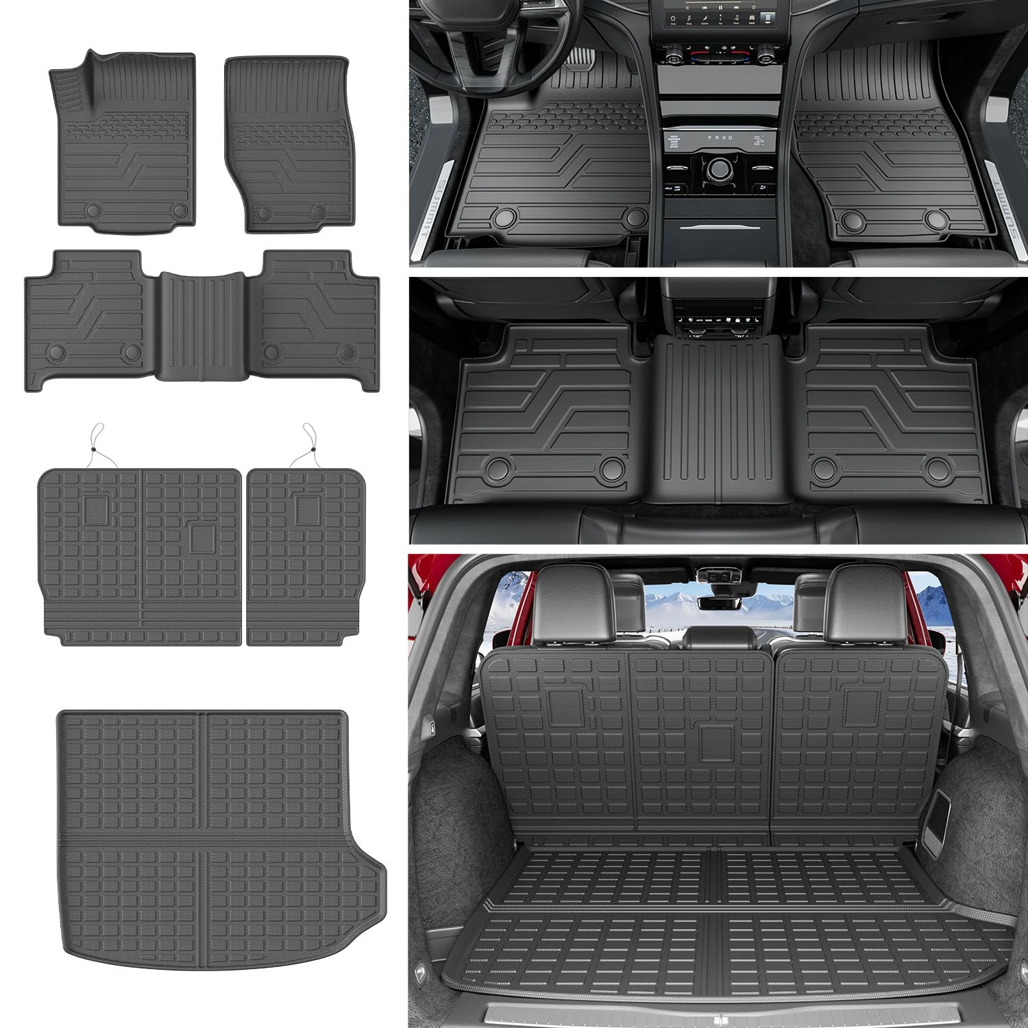 xipoqix 5-Seat Floor Mat Cargo Mat Compatible with 2022-2026 Jeep Grand Cherokee Backrest Trunk Liner Cargo Liner Replacement for 2022-2026 Jeep Grand