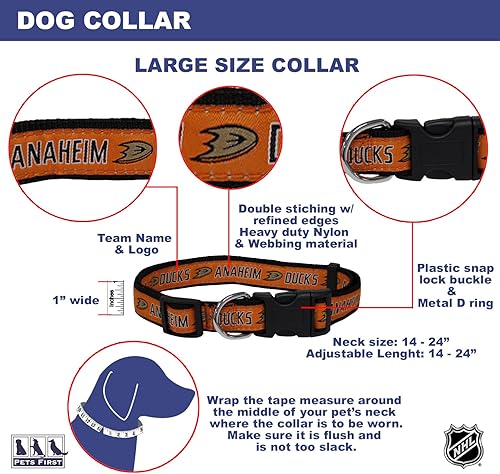Miniatura 105 de Pets First Collar NHL para perros y gatos. Ajustable, lindo y elegante. ¡El mejor collar para fanáticos del hockey! Anaheim Ducks
