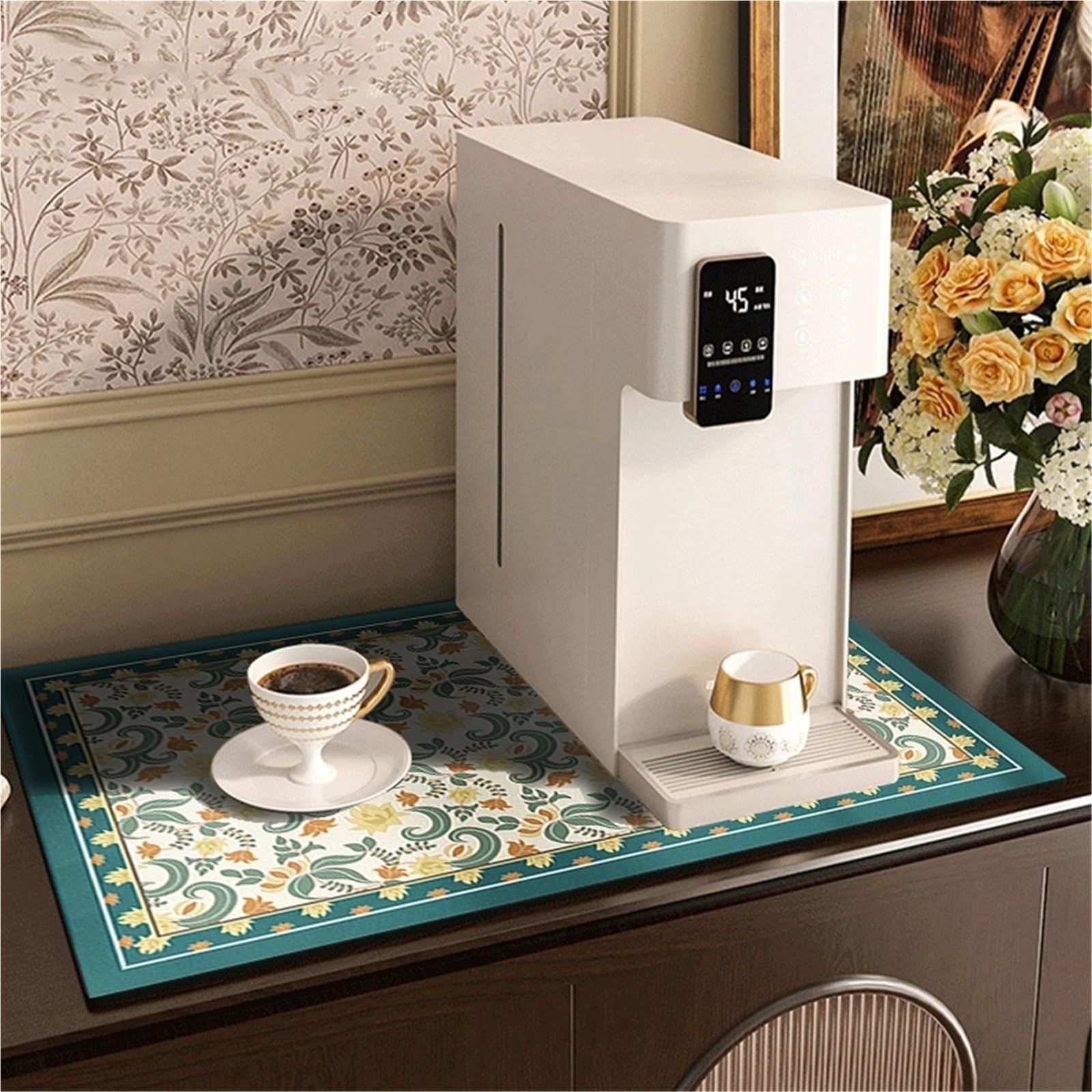 Alfombrilla Para Café Bar Tapete de secado de cocina, tapete de café de secado rápido, mantel absorbente for platos, tapetes de secado de tazas, accesorios de decoración de mesa, 2 uds.(Green A,30X40c