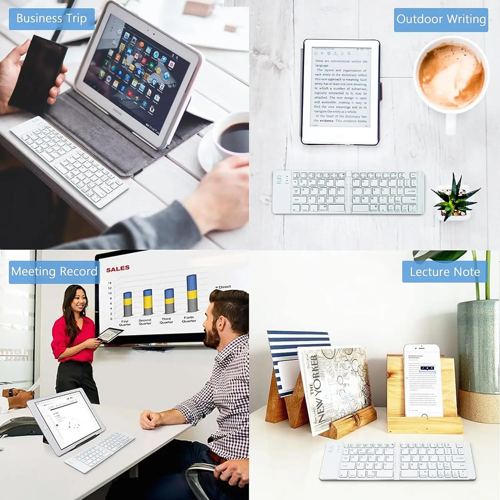 Wireless Bluetooth Keyboard Compatible with Apple iPad Air 5th Generation 2022 Models Built-in Phone Holder/Stand-Ultra Slim Folding Rechargeable Full Size Keyboard!