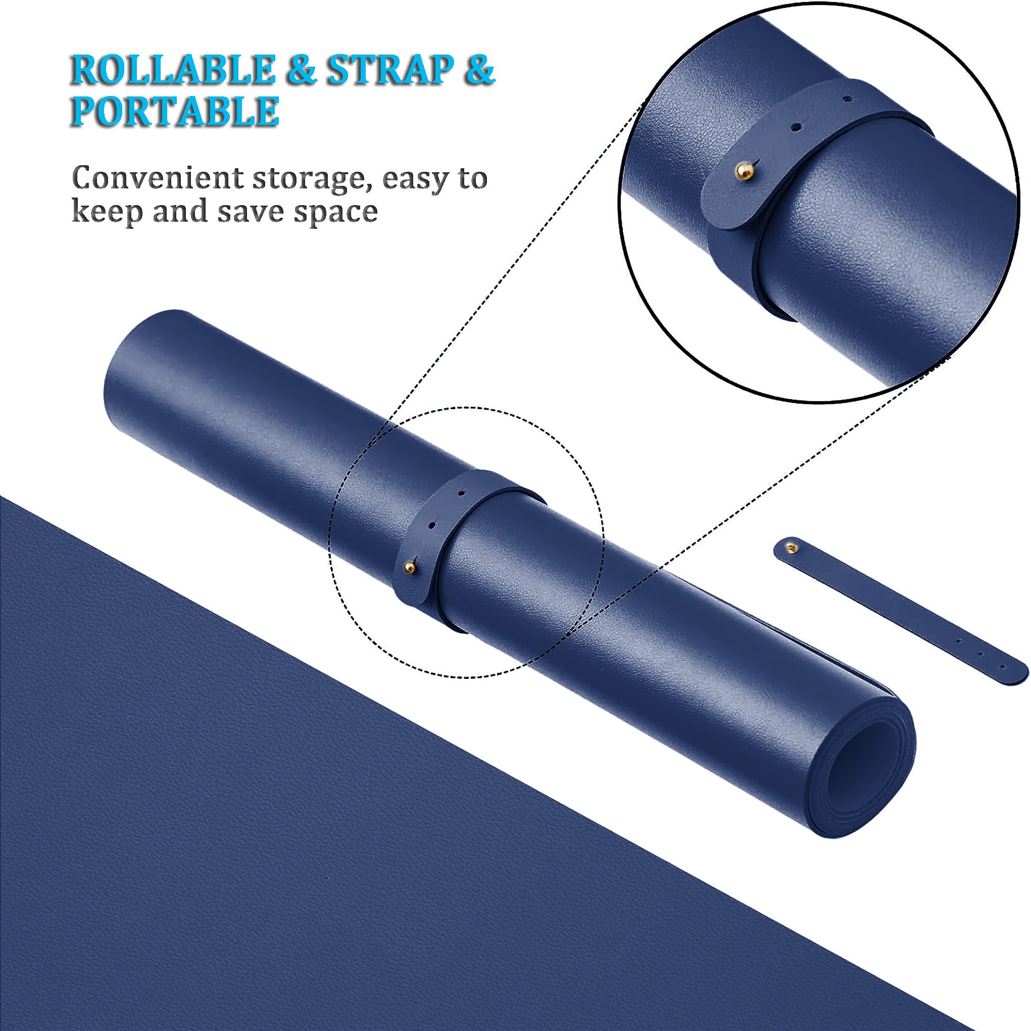 LL-COEUR Dos Cara Cuero Alfombrilla de Ratón Impermeable Escritorio Pad Oficina Desk Mat (1000 x 500 x 2 mm, Azul Oscuro)