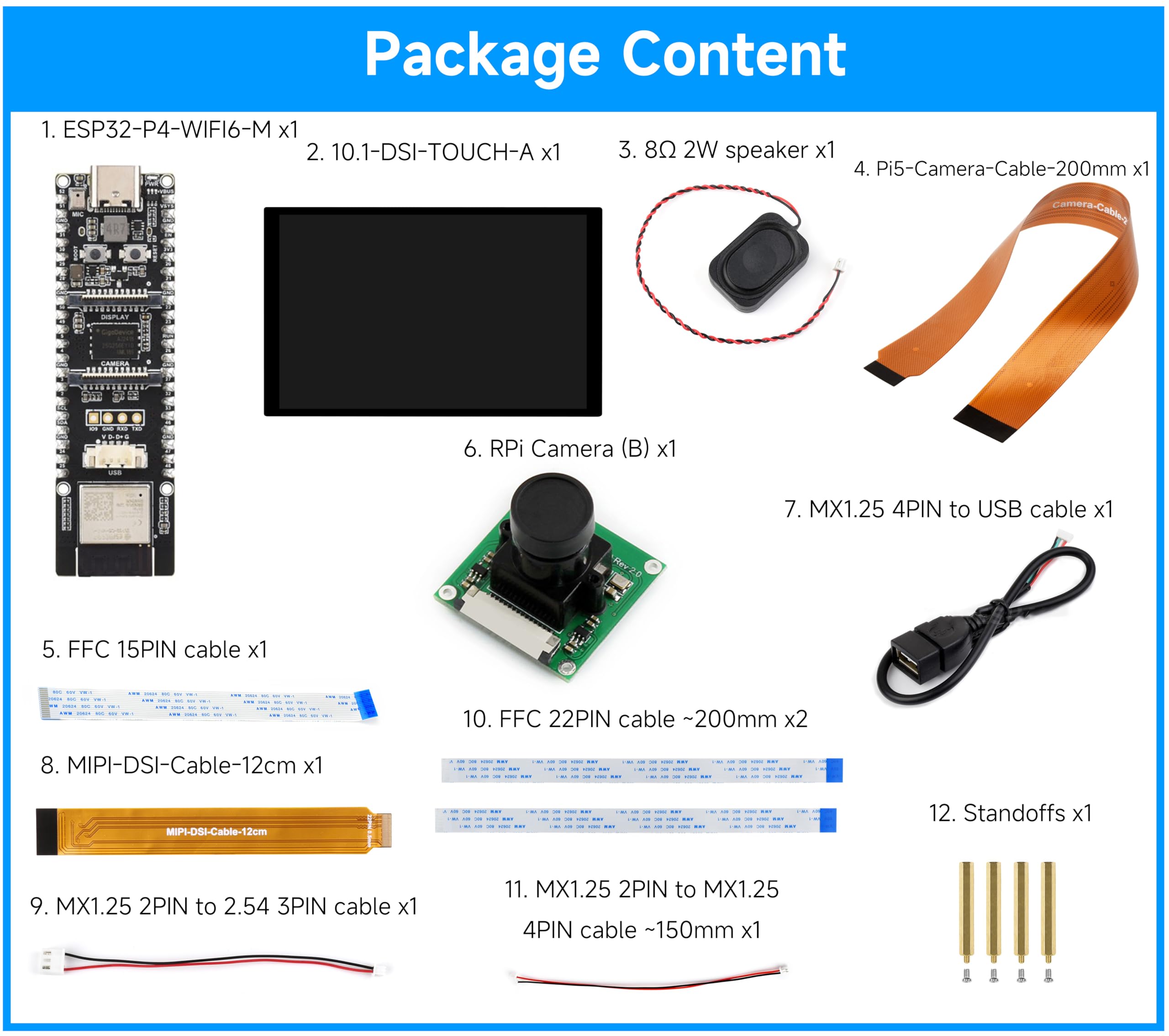 ESP32-P4-WIFI6 Carte de développement avec en-tête pré-soudé, basée sur ESP32-P4 et ESP32-C6, prend en charge le Wi-Fi 6/BLE 5, prend en charge l'interaction vocale AI, avec caméra, haut-parleur