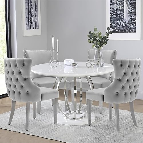 Miniatura 49 de LOULENS Elegance - Juego de 6 sillas de comedor de terciopelo, lujosas sillas de comedor tapizadas copetudas, sillas decorativas de terciopelo real
