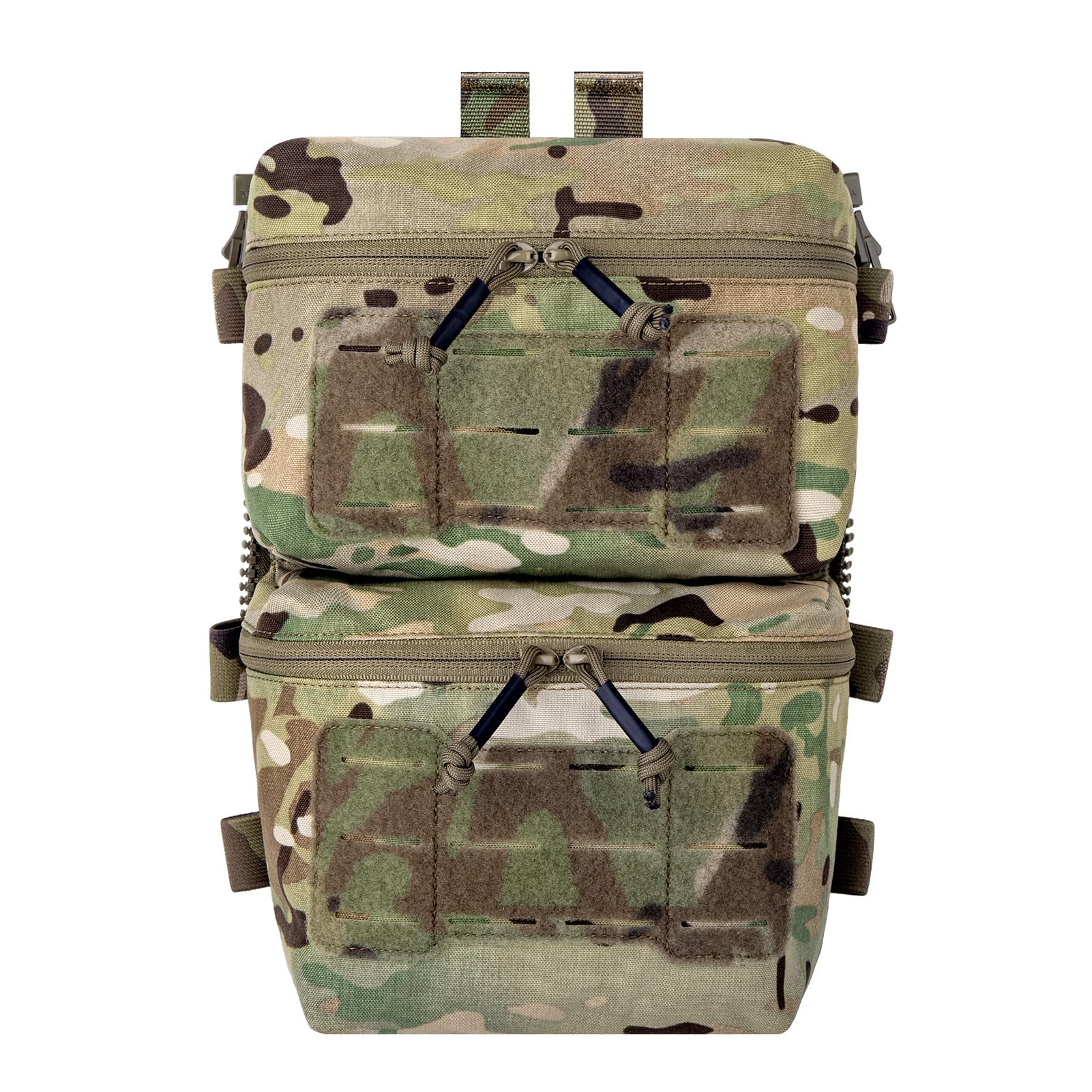 KRYDEX GEAR Tactical Back Panel Doppio Pouch Assault Zip On Modulare Zaino per V5 gilet, Mc, 11.5 x 8.25 inches, Tattico