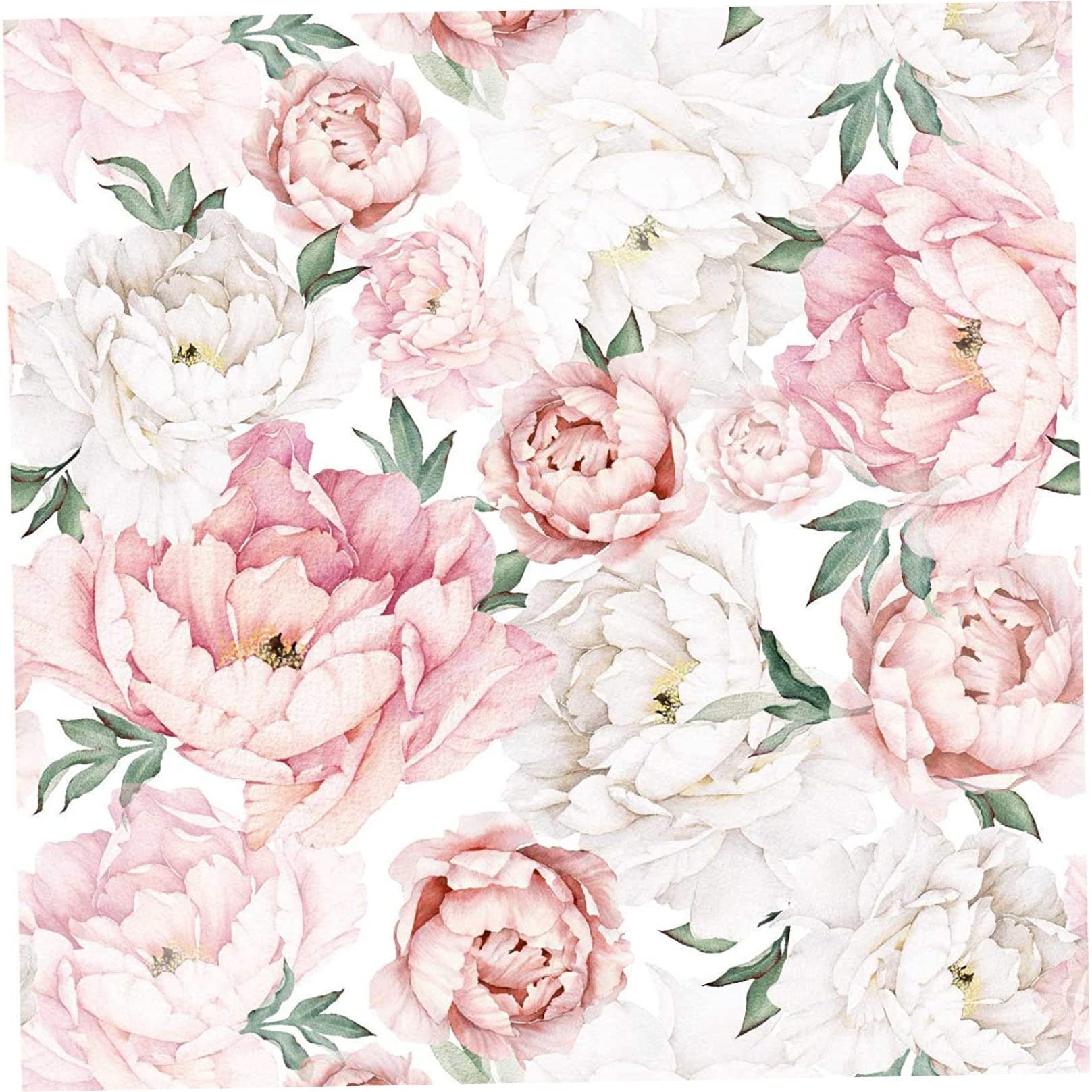 Xweptuy Rw092 Watercolor Floral Wallpaper Peel And Stick Self-Adhesive Removable Peony Wallpaper Roll For Cabinet Living Room Diy Decor 17.7" X 118