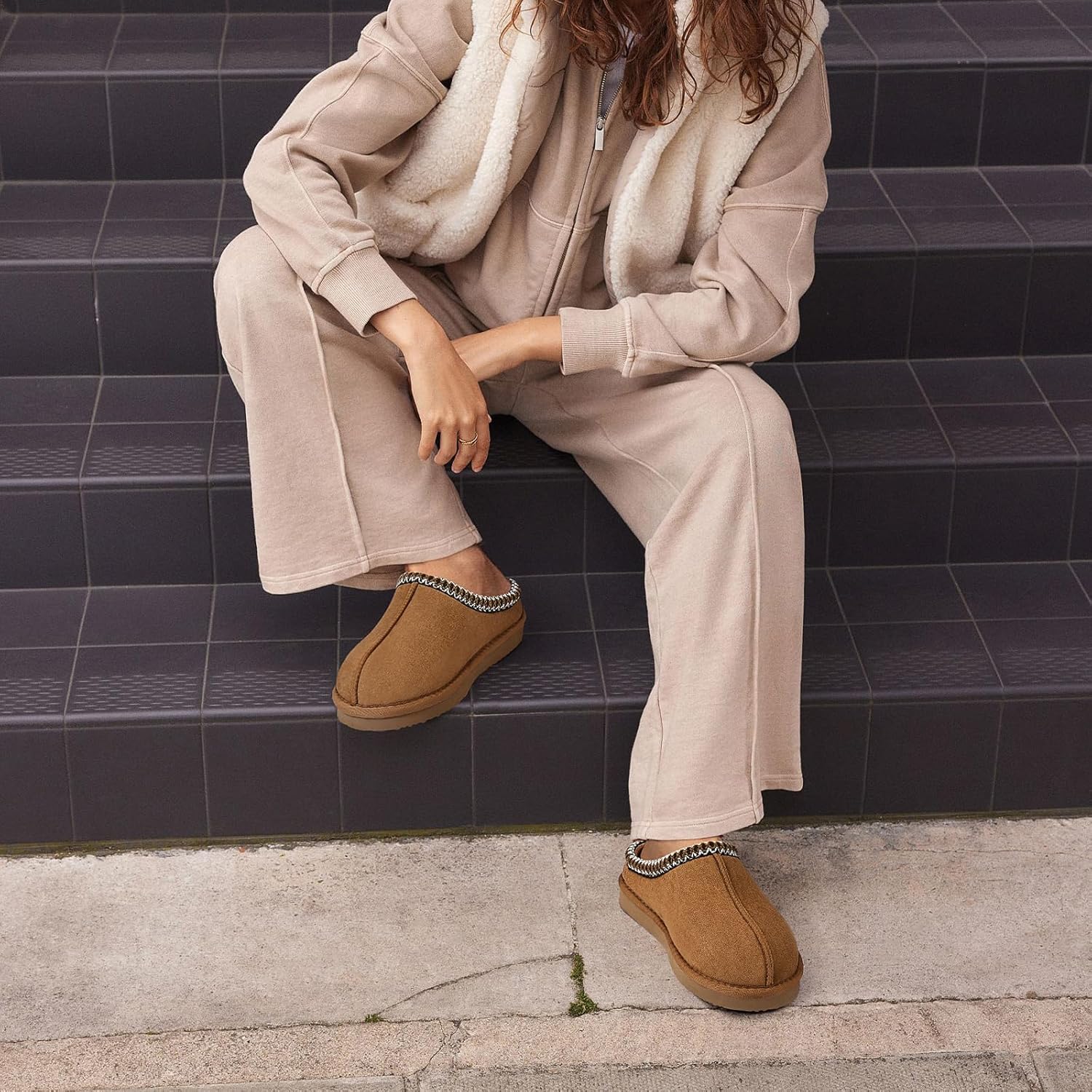 Litfun Memory Foam Slippers for Women Men Cozy Warm House Shoes Indoor and Outdoor, Khaki 44/45 - Image 2