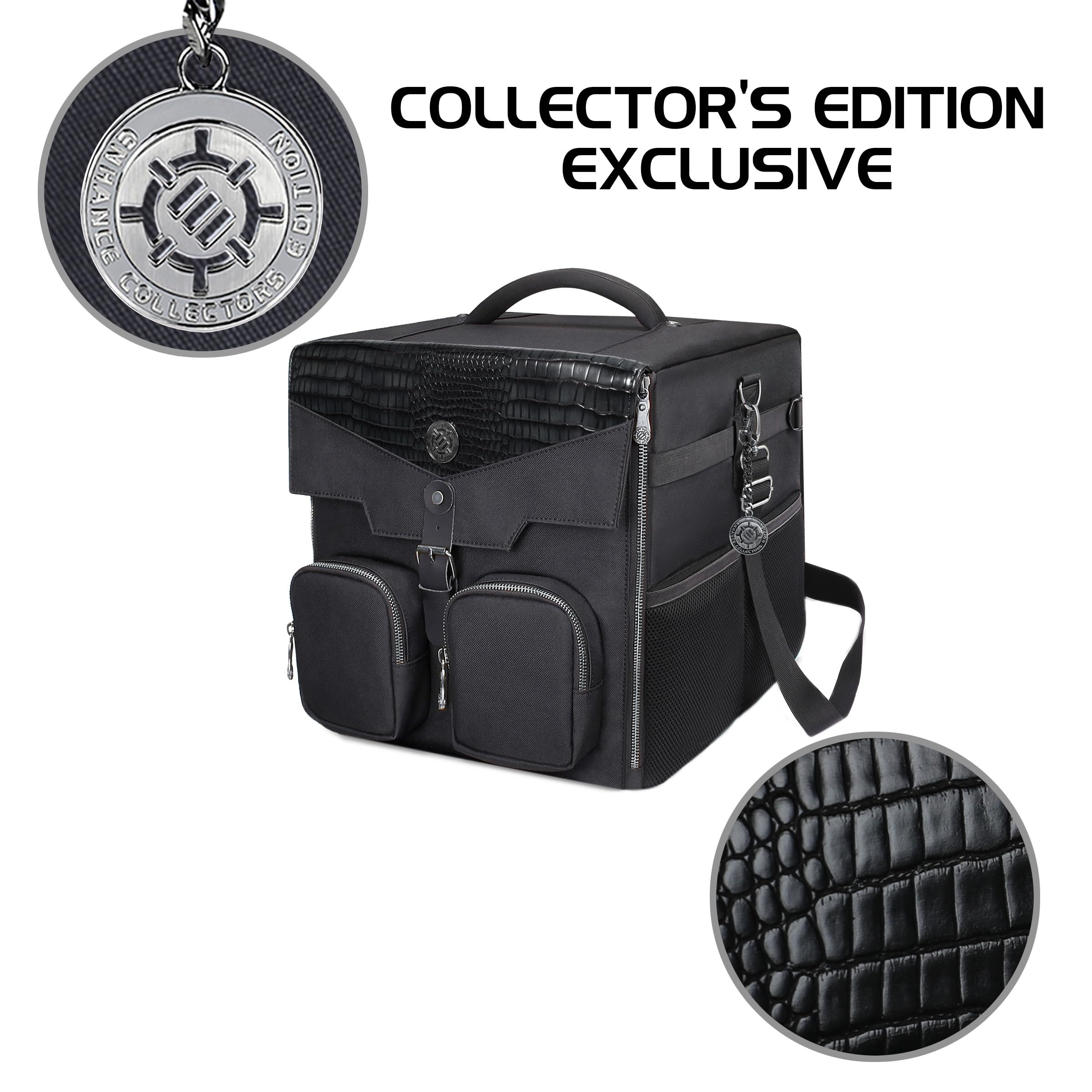 ENHANCE Bolso de Hombro Juegos Mesa - Edición de Coleccionista con Correa el Hombro y Bolsillos Accesorios Como Dados, Cartas y Más - Estuche Reforzado que Protege tus Juegos Mesa (Dragón Negro)
