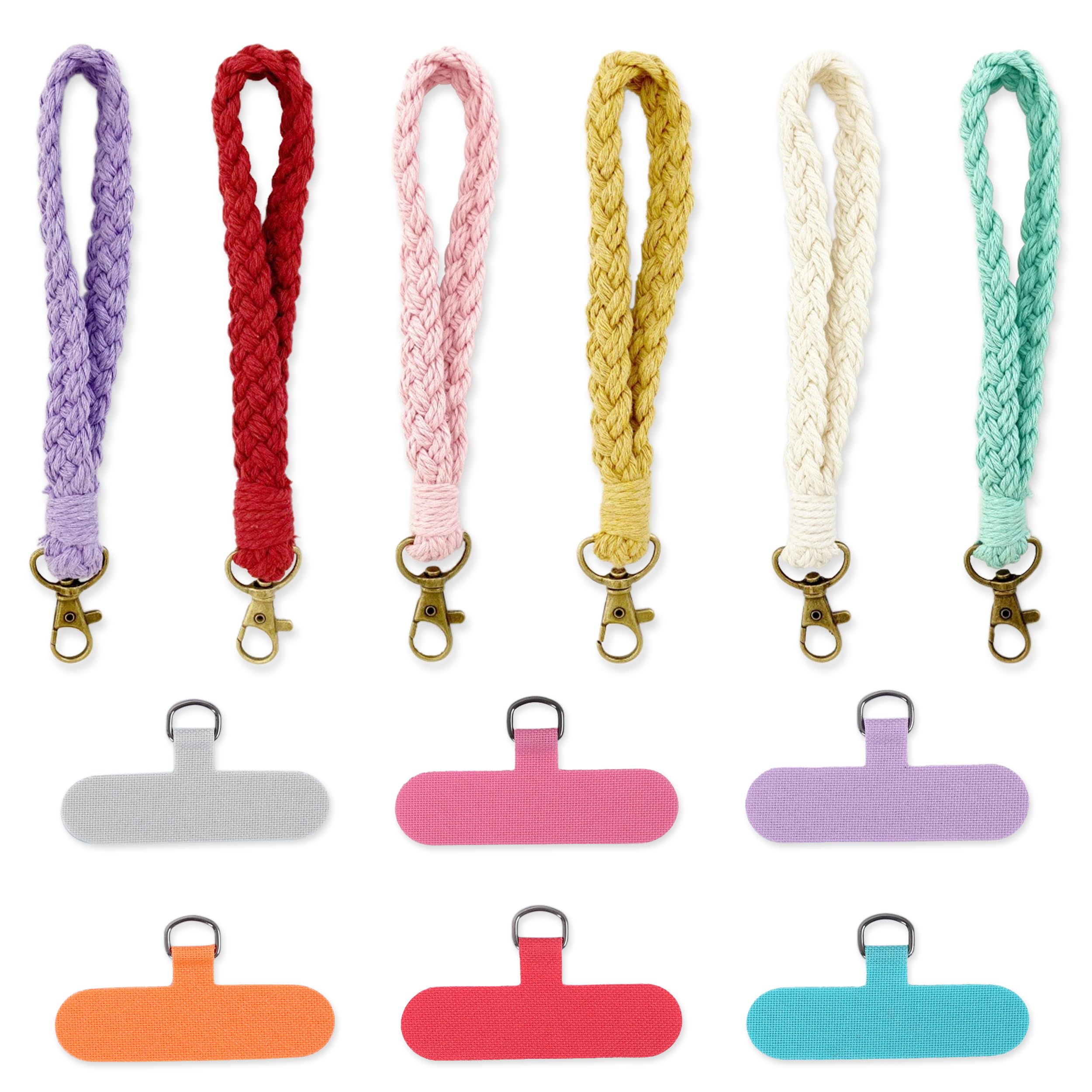 2 Portachiavi Intrecciati Macramè Boho – Cordino Da Polso, Per Borse E Zaini, Rosa/viola E Bianco/verde - 4