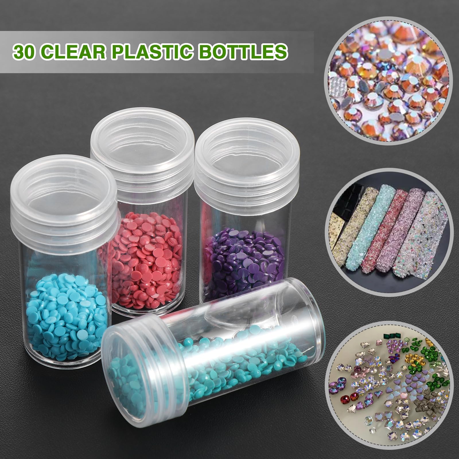 Diamond Painting Zubehör Boxen,30 Slots Diamond Painting Storage Diamond Painting Koffer mit Trichter Stickers für Strass Perlen Nägel DIY Handwerk(Lila)