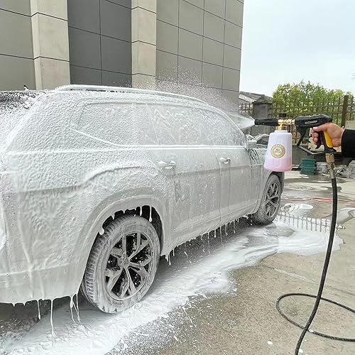 Miniatura 5 de GDHXW Pistola de lavado a presión de cañón de espuma de 2 litros, pistola de espuma resistente para automóvil, boca grande, lanza de espuma de nieve