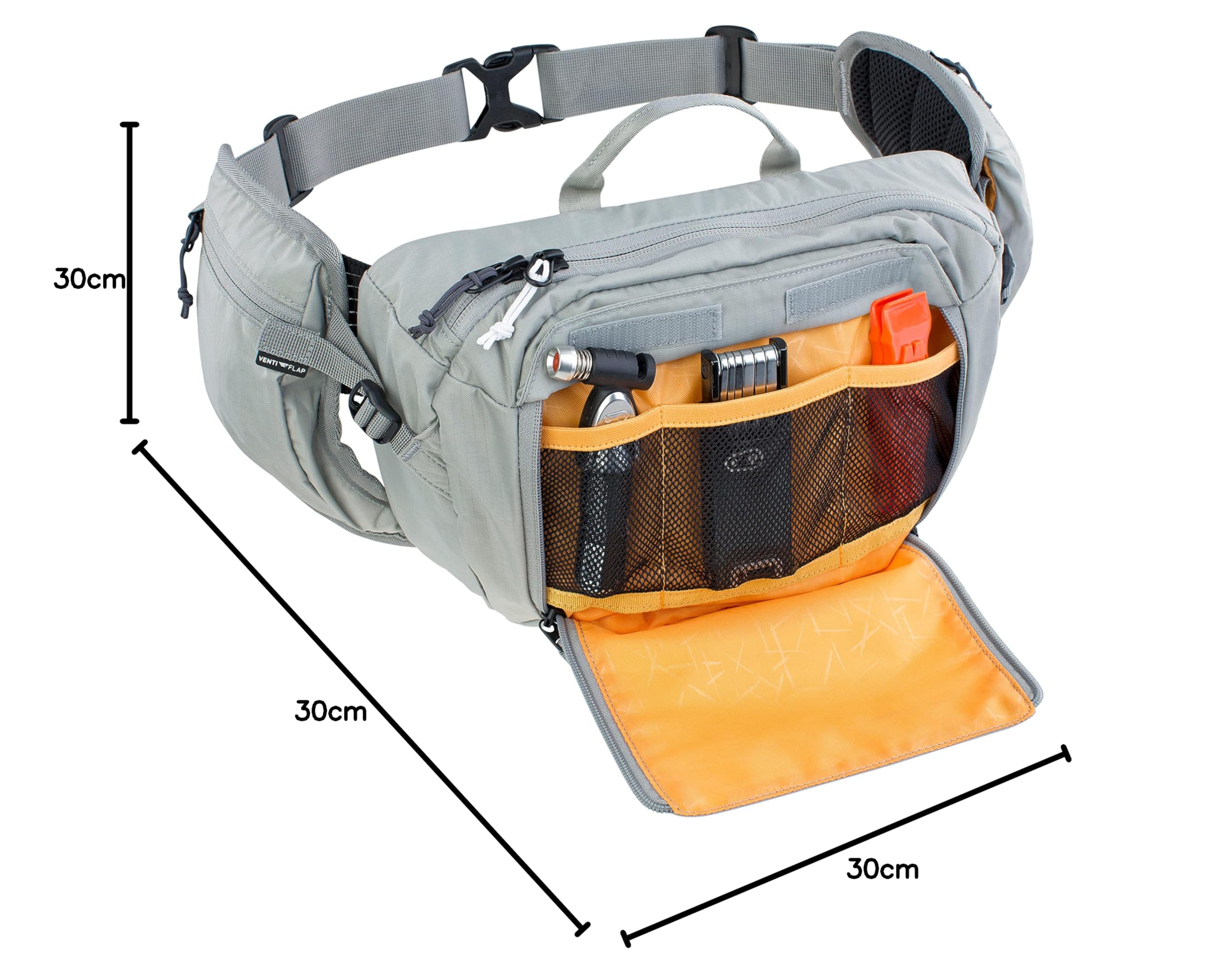 EVOC HIP PACK 3l saszetka biodrowa Saszetka biodrowa z bukłakiem hydracyjnym 1,5l (pojemność 3l, AIRFLOW CONTACT SYSTEM, w zestawie bukłak hydracyjny), kamienny szary