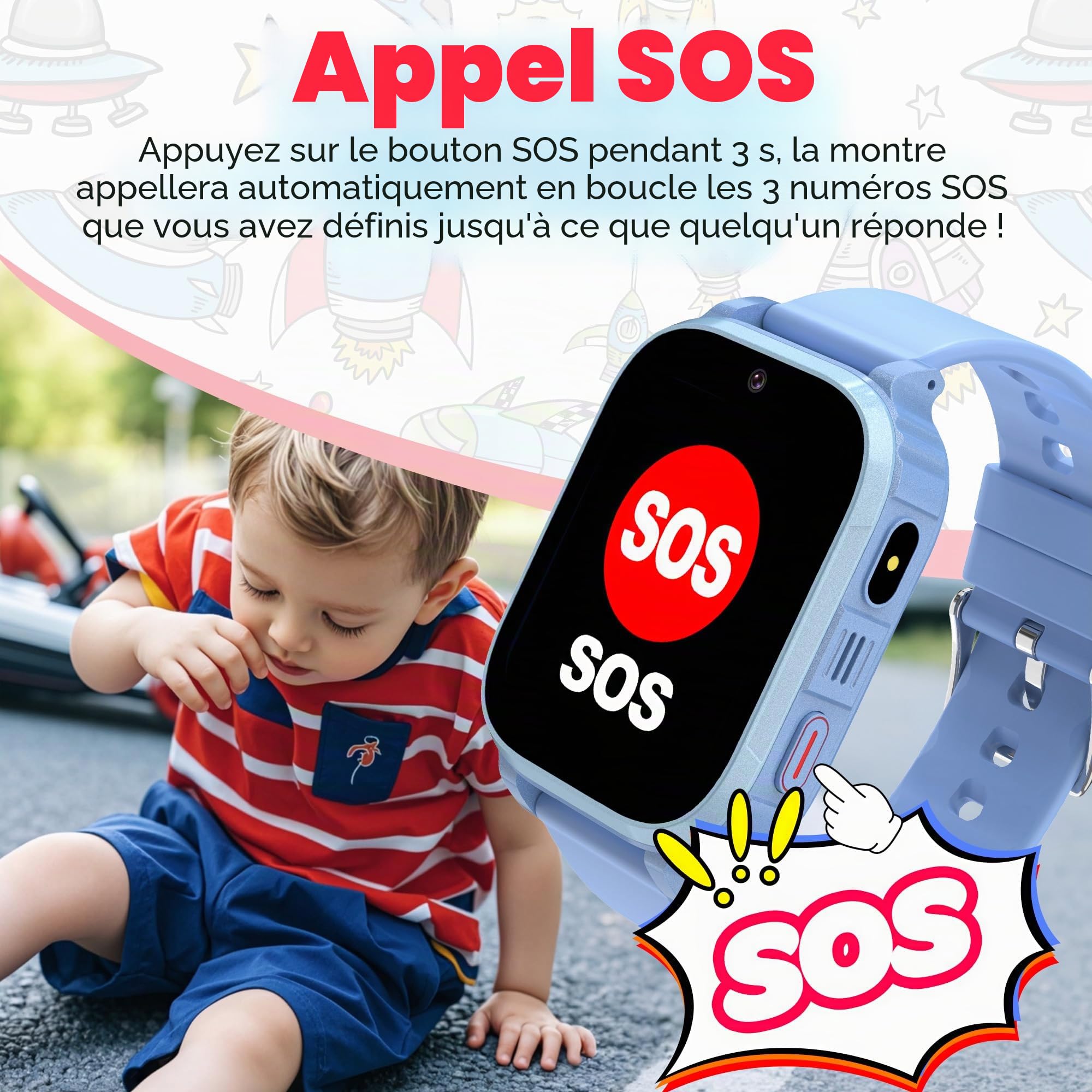 4G Montre Connectée Enfant avec GPS, Montre GPS Enfant Tracker avec Appel Vidéo Téléphone Chat Vocal SOS Réveil Appareil IP68 Mode Classe Jeux, Smartwatch Cadeau pour Filles et Garçons