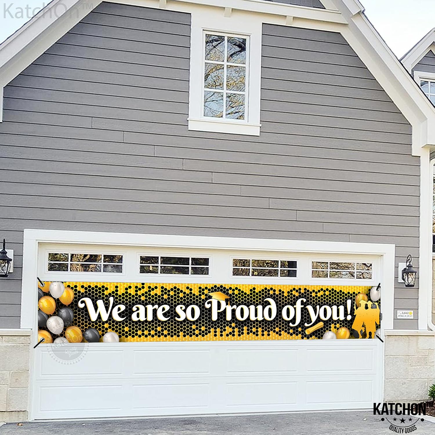 KatchOn, We Are So Proud of You Yard Sign - XtraLarge, 120x20 Inch | We Are So Proud of You Grad Banner 2024 for Black and Gold Graduation Party Decorations 2025 |